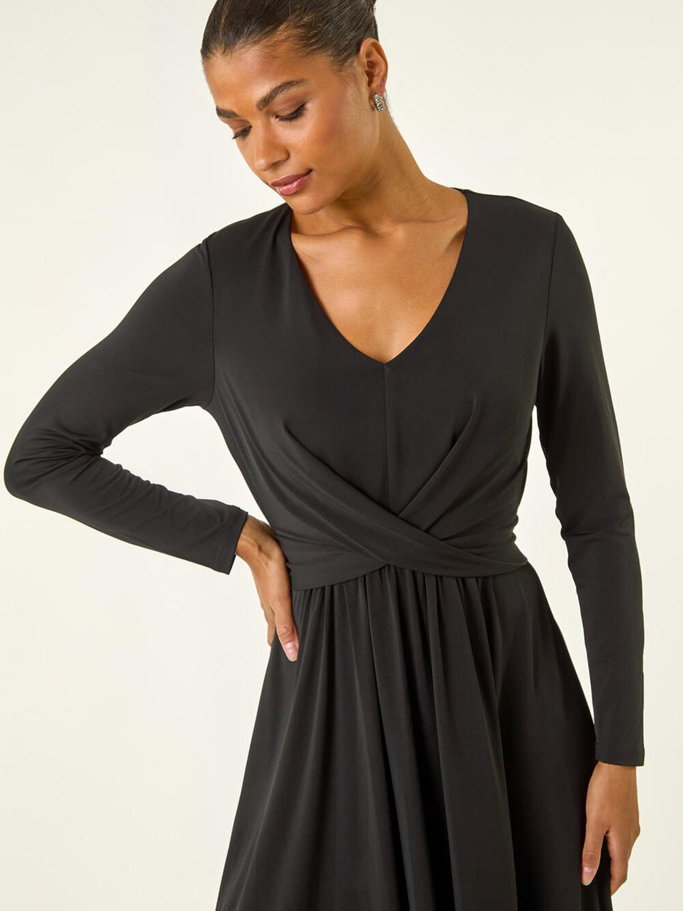 roman-twist-front-stretch-midi-dress-blackoutfit