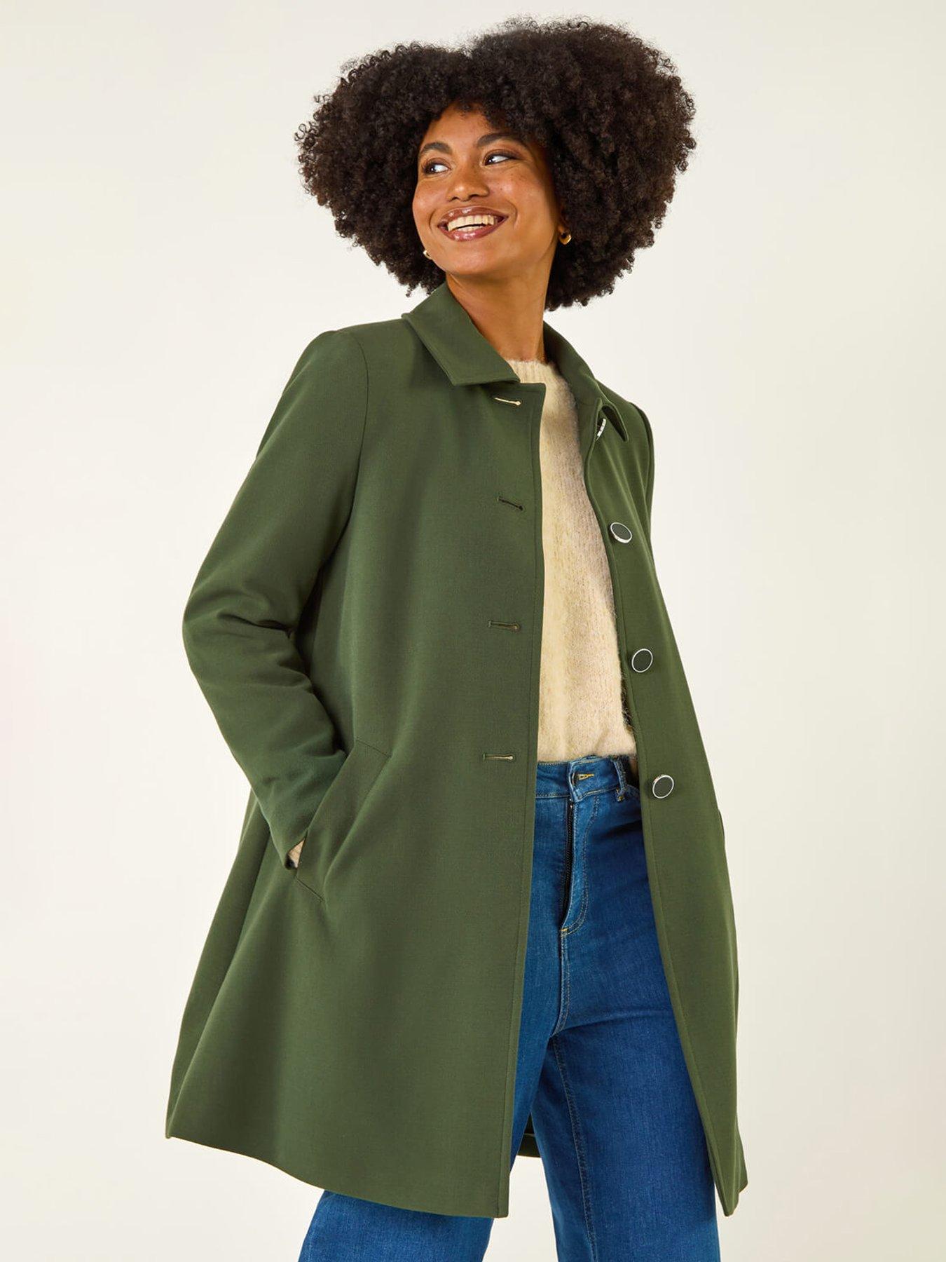 Roman Buttoned Swing Coat - Green