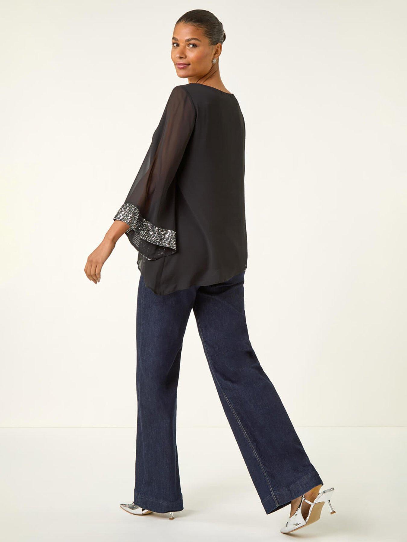 roman-asymmetric-sequin-cuff-top-blackstillFront