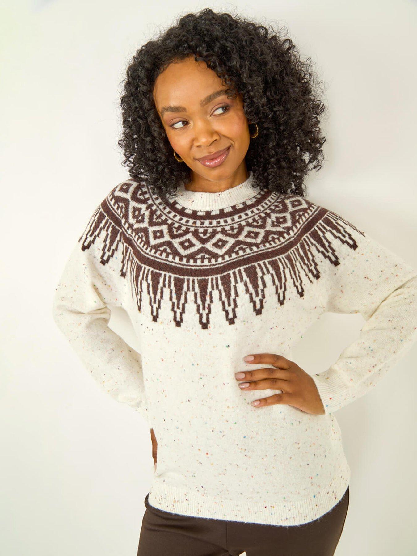 Roman Petite Neppy Fairisle Knit Jumper - Beige
