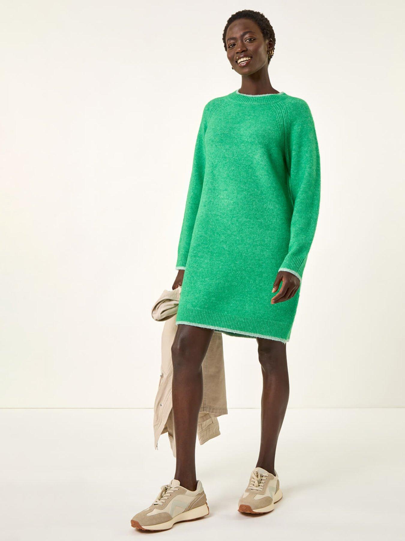 roman-high-neck-knitted-shift-dress-green