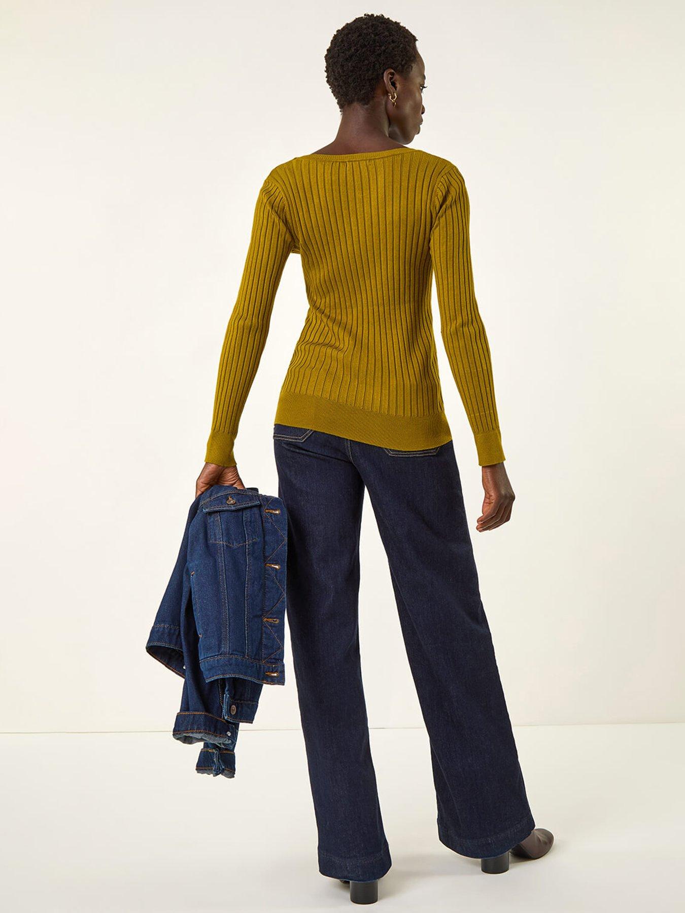 roman-square-neck-ribbed-knit-jumper-greenstillFront