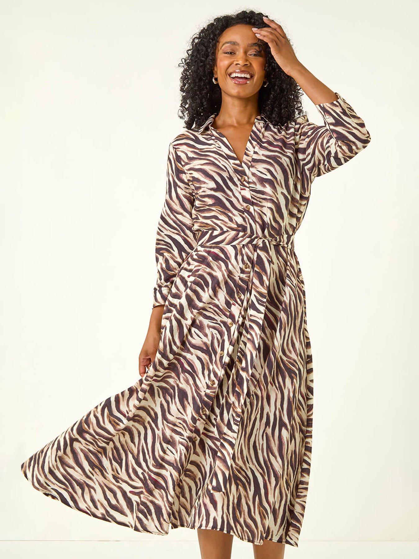 roman-petite-animal-print-midi-shirt-dress-brownback