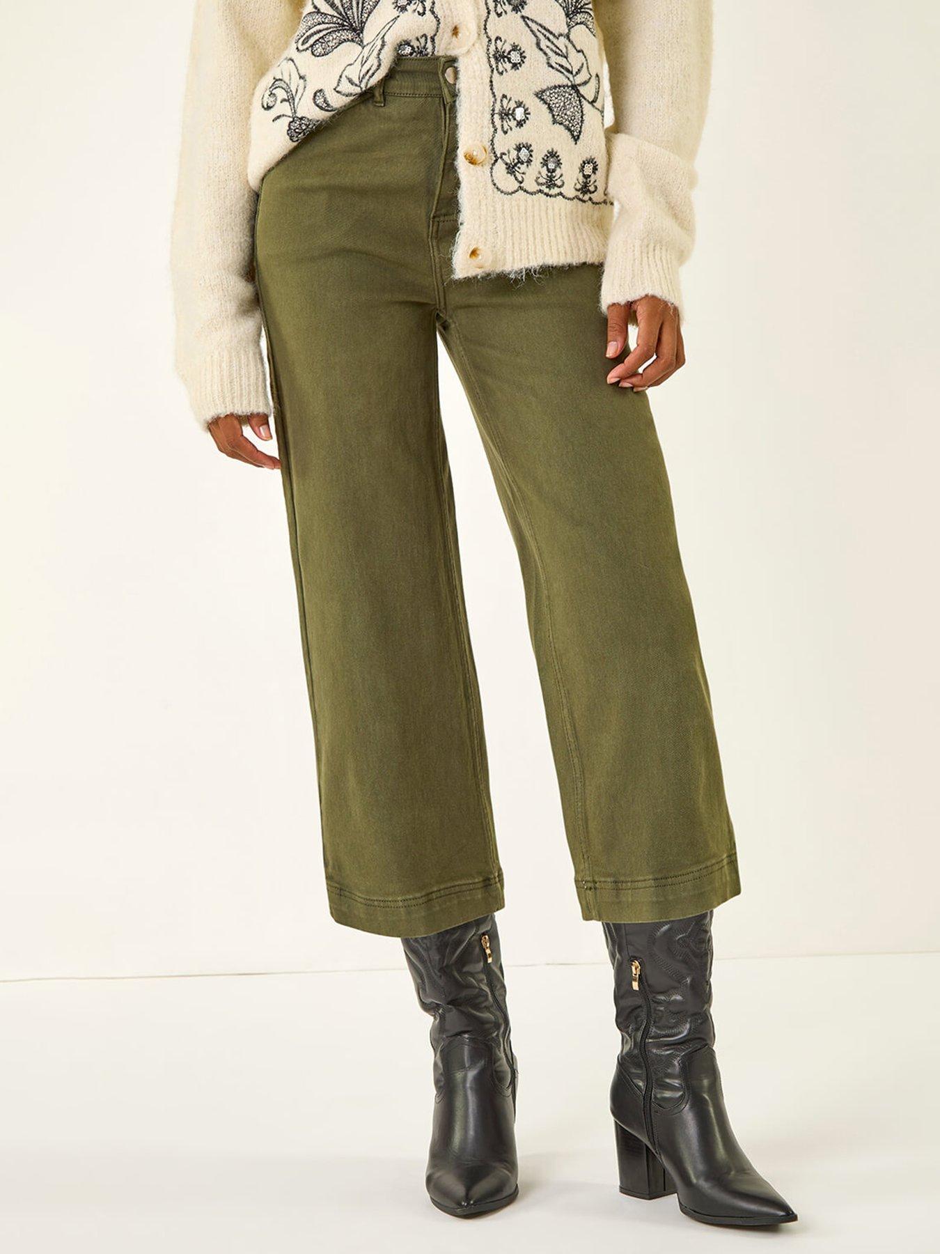 Roman Wide Leg Stretch Culottes - Green