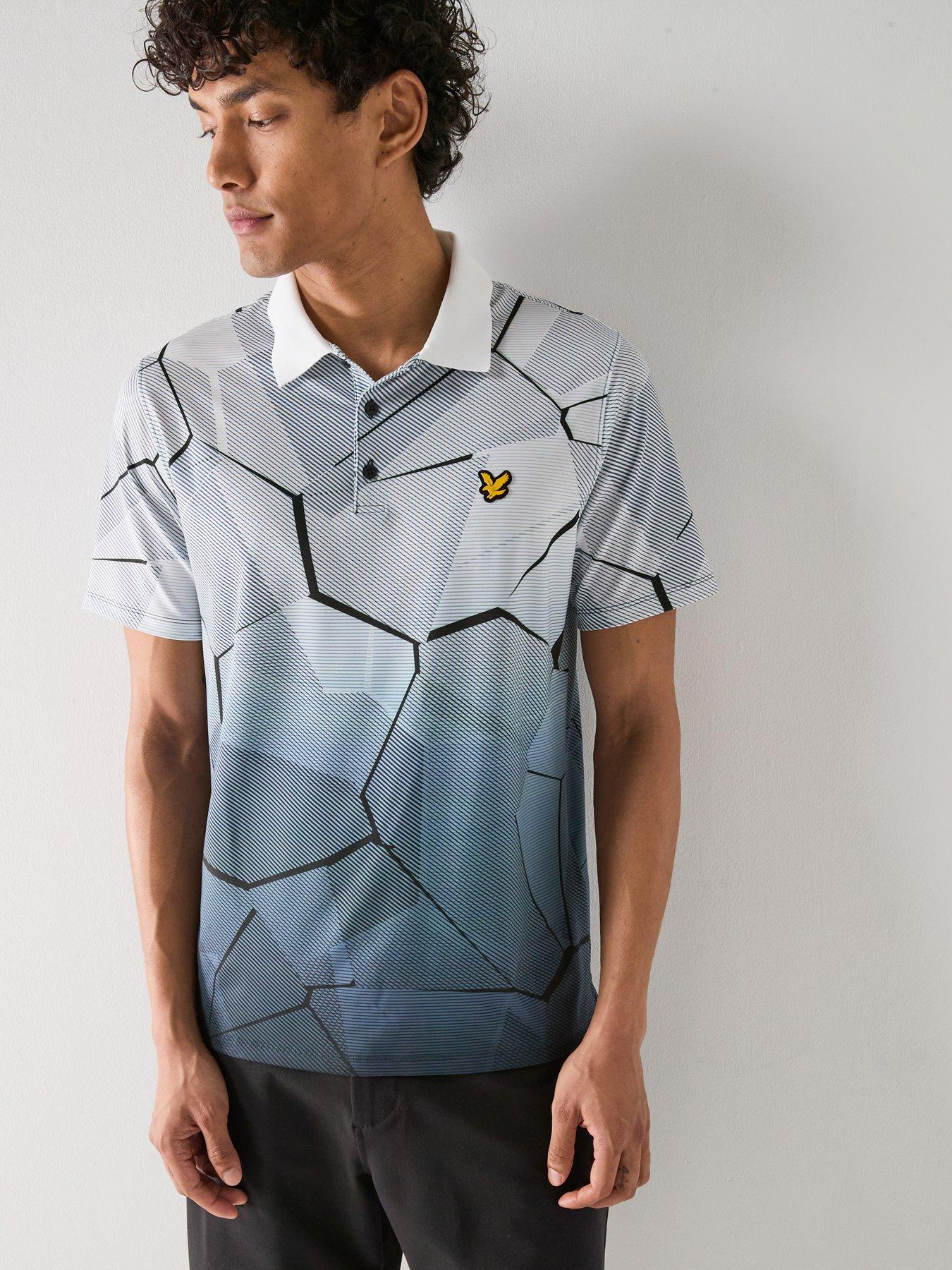 Lyle & Scott Golf Mens Golf Golf Geometric Print Polo - Grey