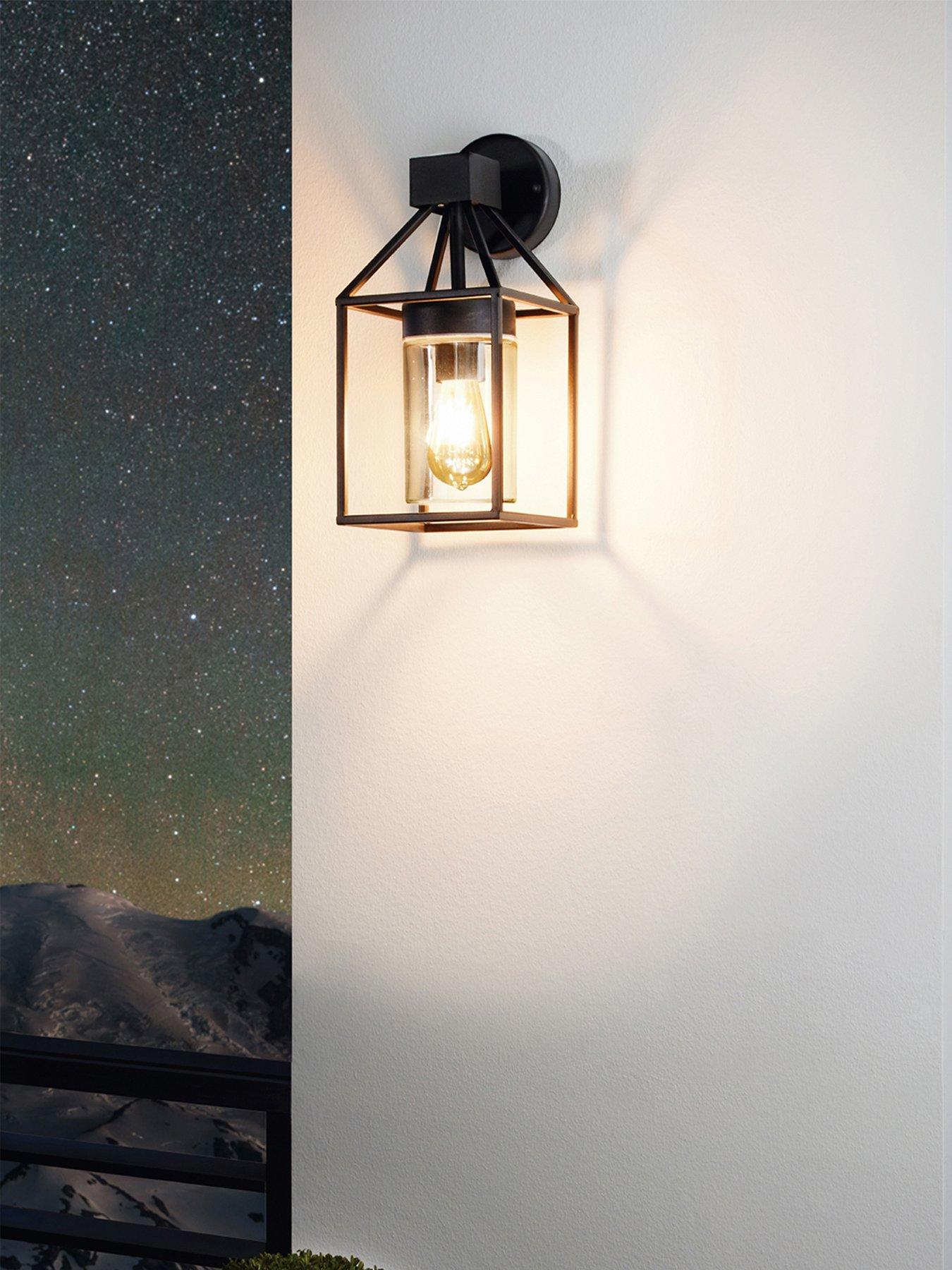 Eglo EGLO Trecate Modern Lantern Style Black Clear Outdoor Wall Light