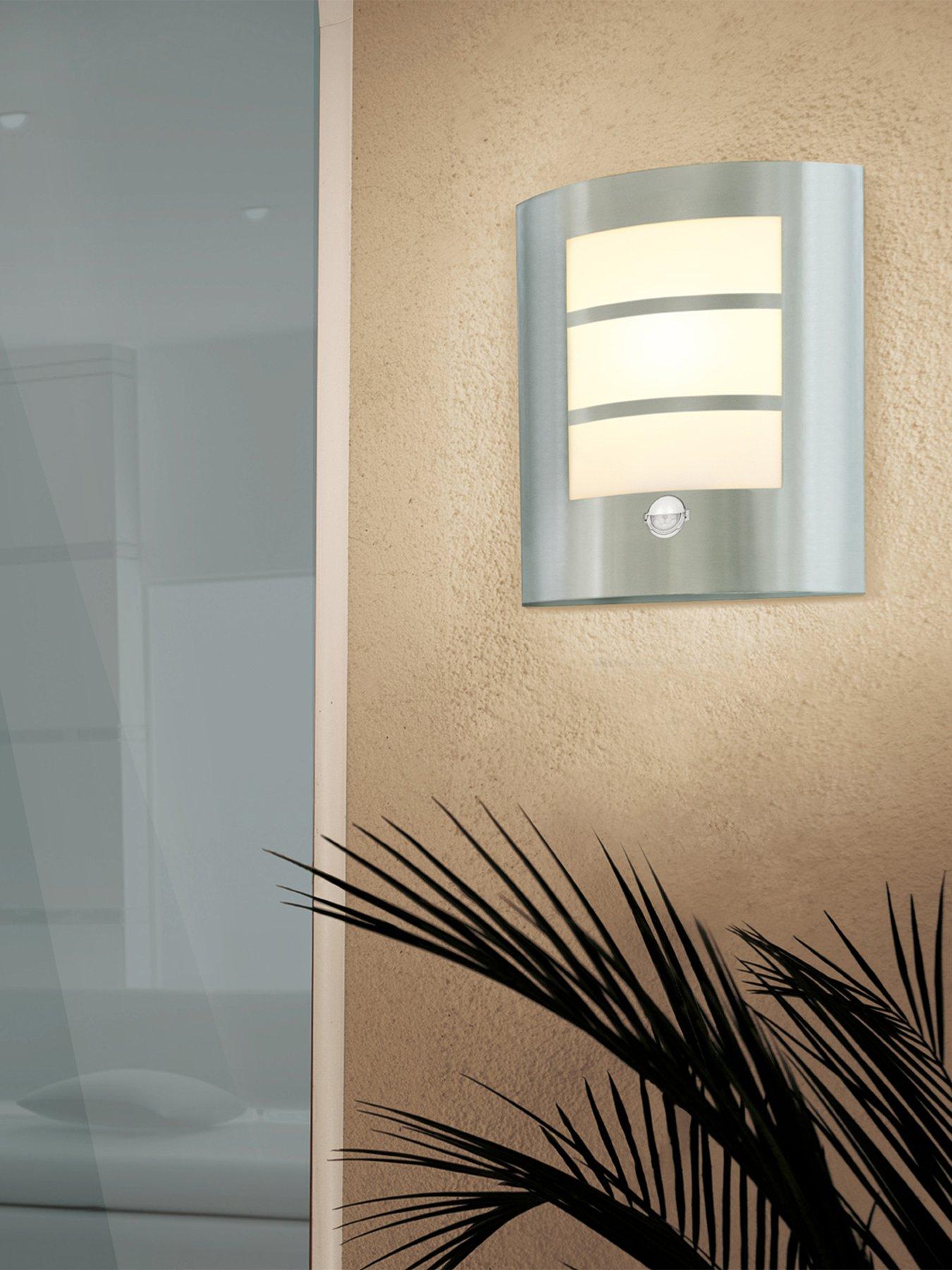 Eglo EGLO City Stainless-Steel Exterior Wall Light with Sensor