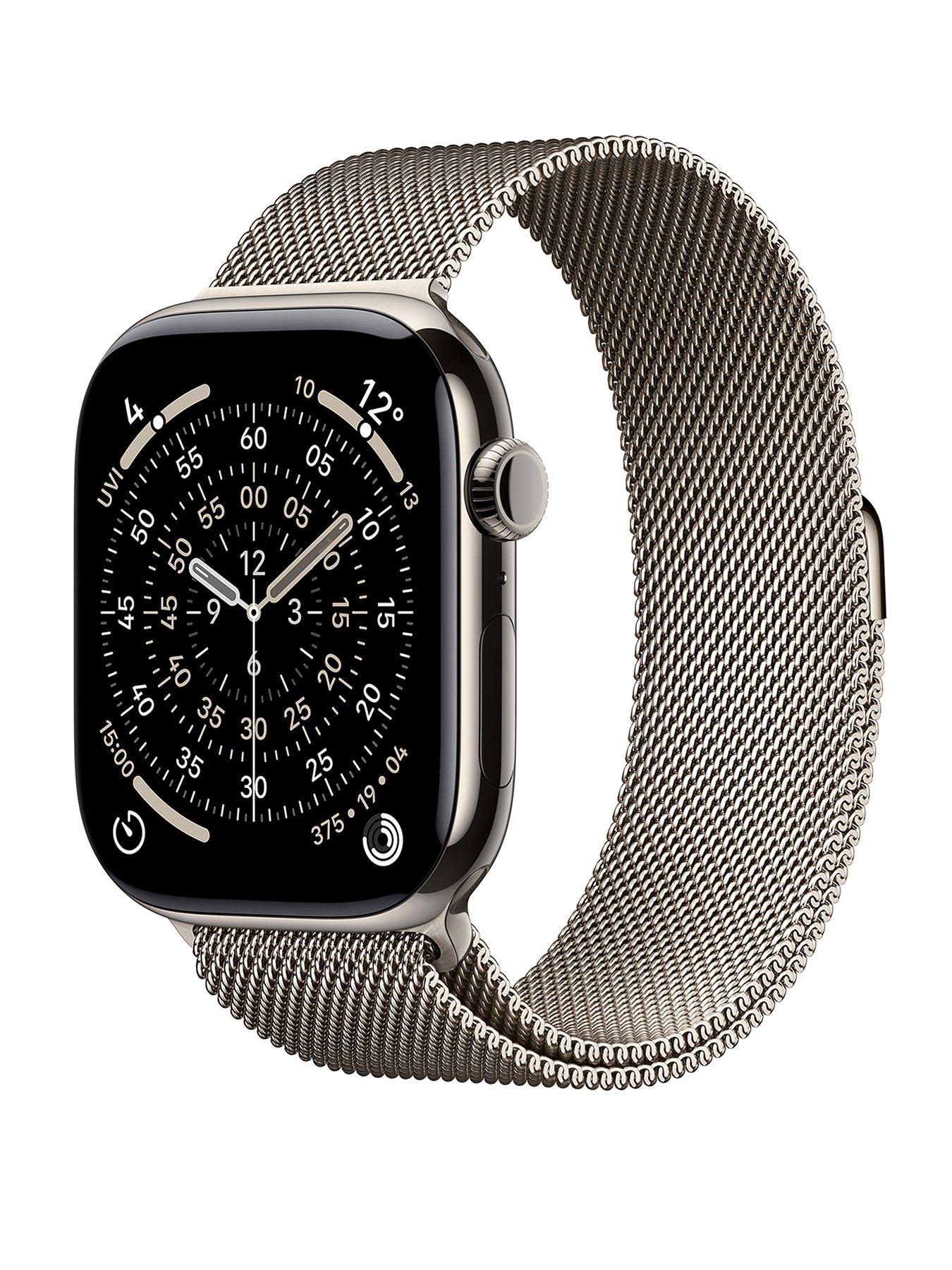 Apple Watch Series 11 (GPS + Cellular, 2025) 46mm Natural Titanium Case with Natural Milanese Loop - M/L