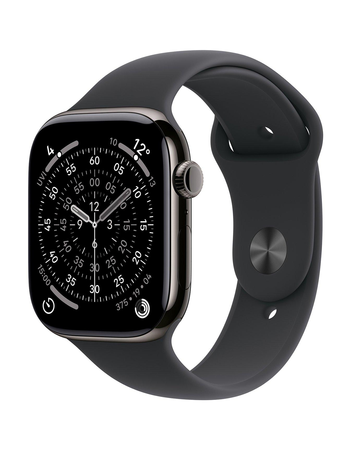 Apple Watch Series 11 (GPS + Cellular, 2025) 46mm Slate Titanium Case with Black Sport Band - M/L