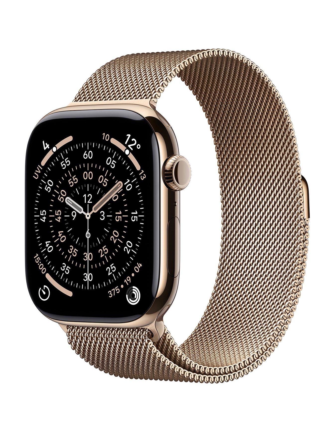 Apple Watch Series 11 (GPS + Cellular, 2025) 46mm Gold Titanium Case with Light Blush Sport Band - M/L
