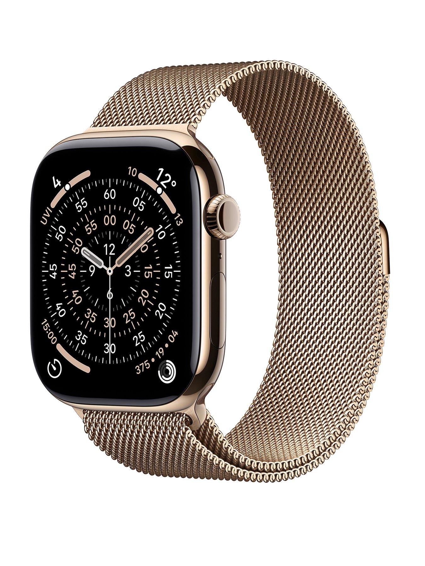 Apple Watch Series 11 (GPS + Cellular, 2025) 46mm Gold Titanium Case with Gold Milanese Loop - S/M