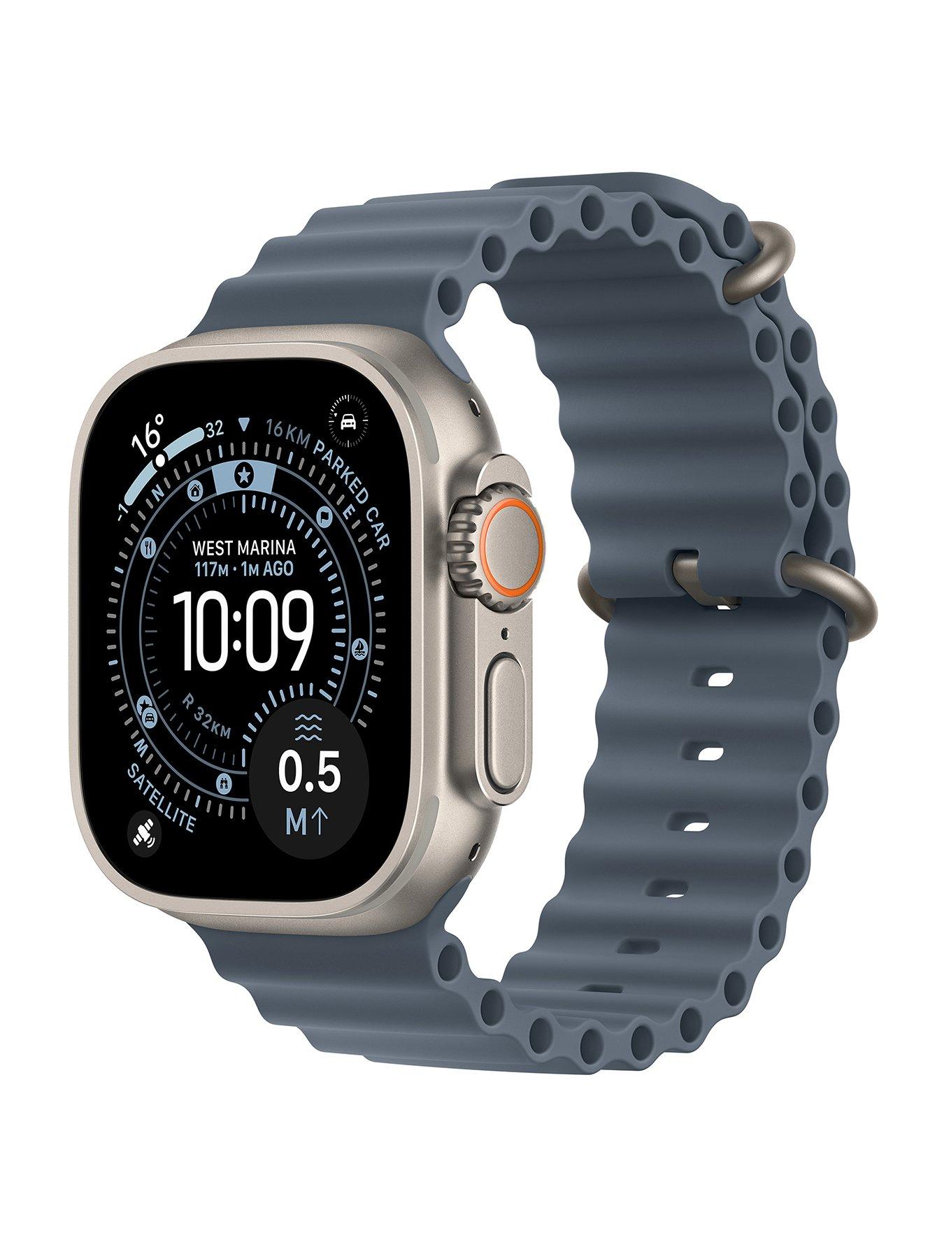 Apple Watch Ultra 3 (GPS + Cellular, 2025) 49mm Natural Titanium Case with Anchor Blue Ocean Band