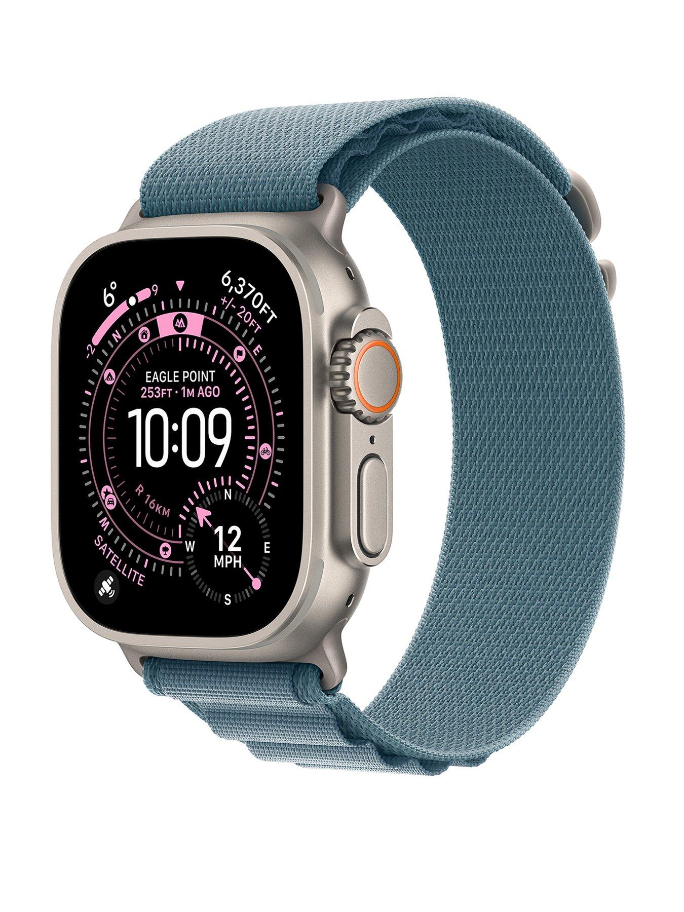Apple Watch Ultra 3 (GPS + Cellular, 2025) 49mm Natural Titanium Case with Light Blue Alpine Loop - Medium