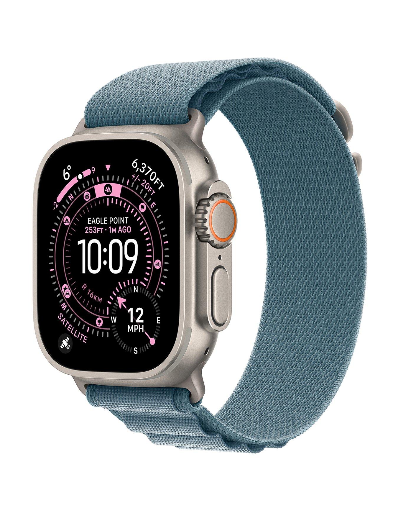 Apple Watch Ultra 3 (GPS + Cellular, 2025) 49mm Natural Titanium Case with Light Blue Alpine Loop - Large