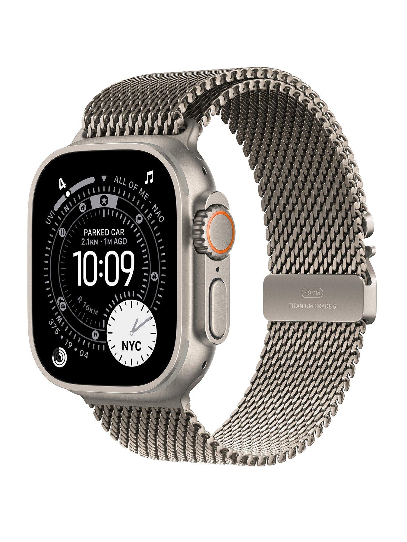 Apple Watch Ultra 3 (GPS + Cellular, 2025) 49mm Natural Titanium Case with Natural Titanium Milanese Loop - Small