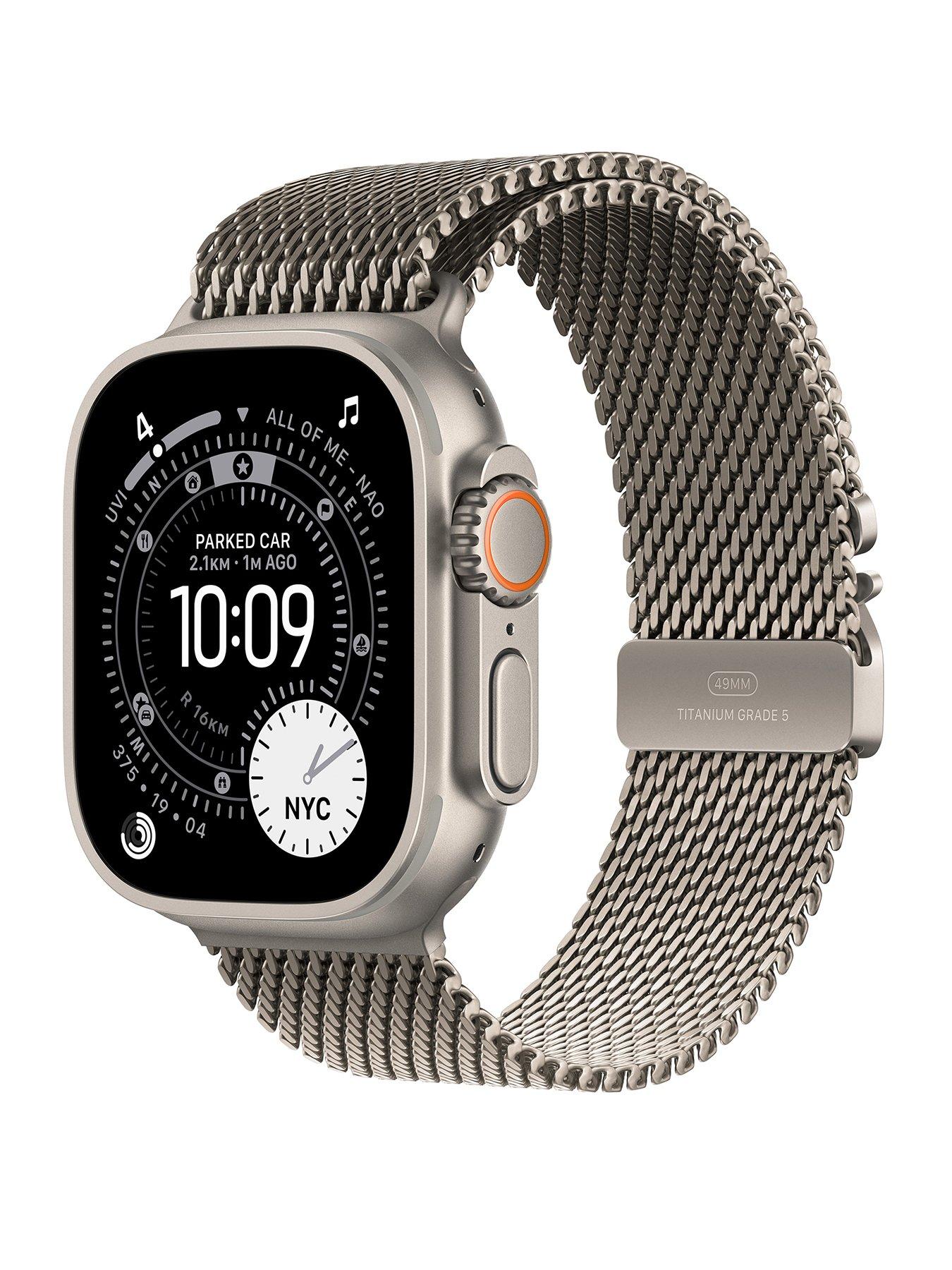 Apple Watch Ultra 3 (GPS + Cellular, 2025) 49mm Natural Titanium Case with Natural Titanium Milanese Loop - Medium