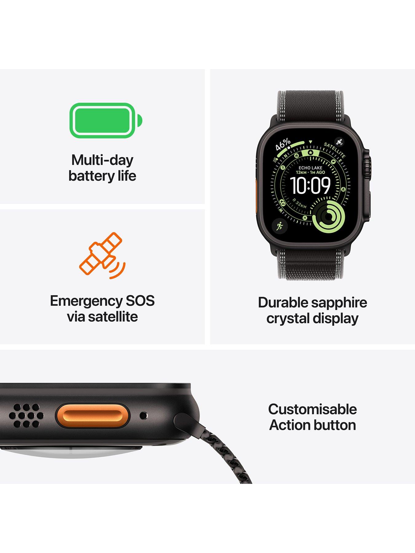 Image 2 of 7 of Apple Watch Ultra 3 (GPS + Cellular, 2025) 49mm&nbsp;Black Titanium Case with Black Alpine Loop - Small
