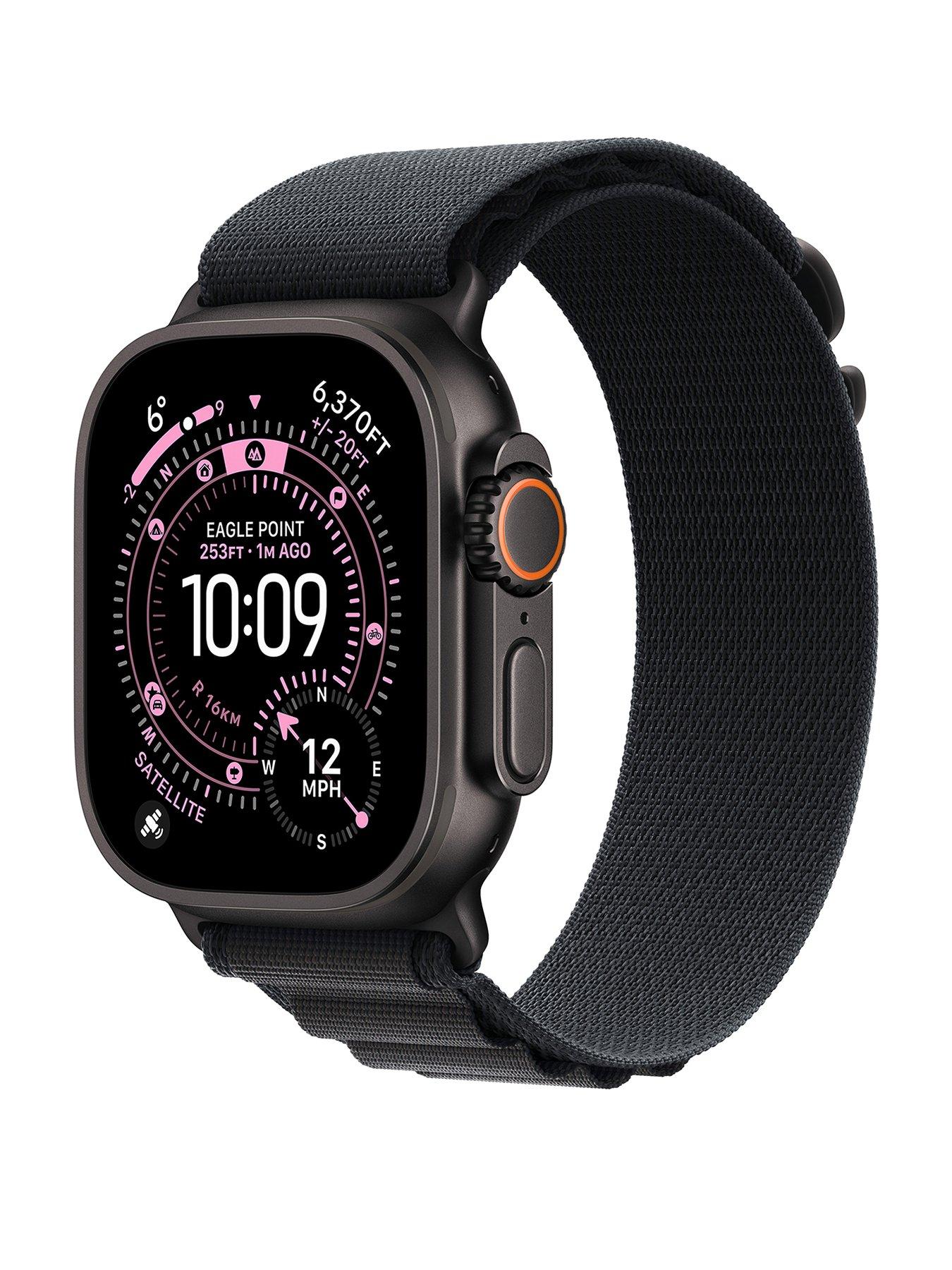 Apple Watch Ultra 3 (GPS + Cellular, 2025) 49mm Black Titanium Case with Black Alpine Loop - Medium