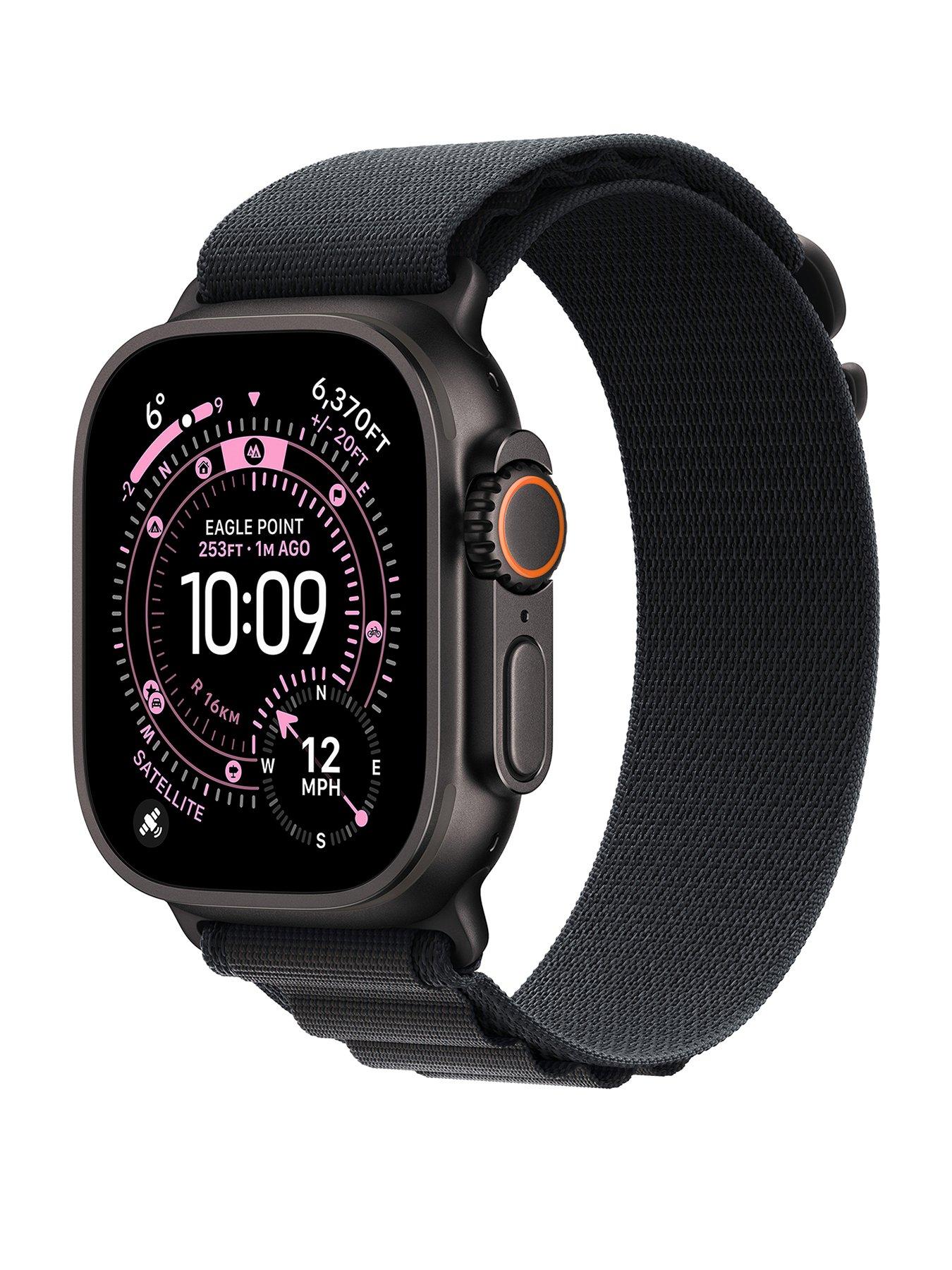 Apple Watch Ultra 3 (GPS + Cellular, 2025) 49mm Black Titanium Case with Black Alpine Loop - Large