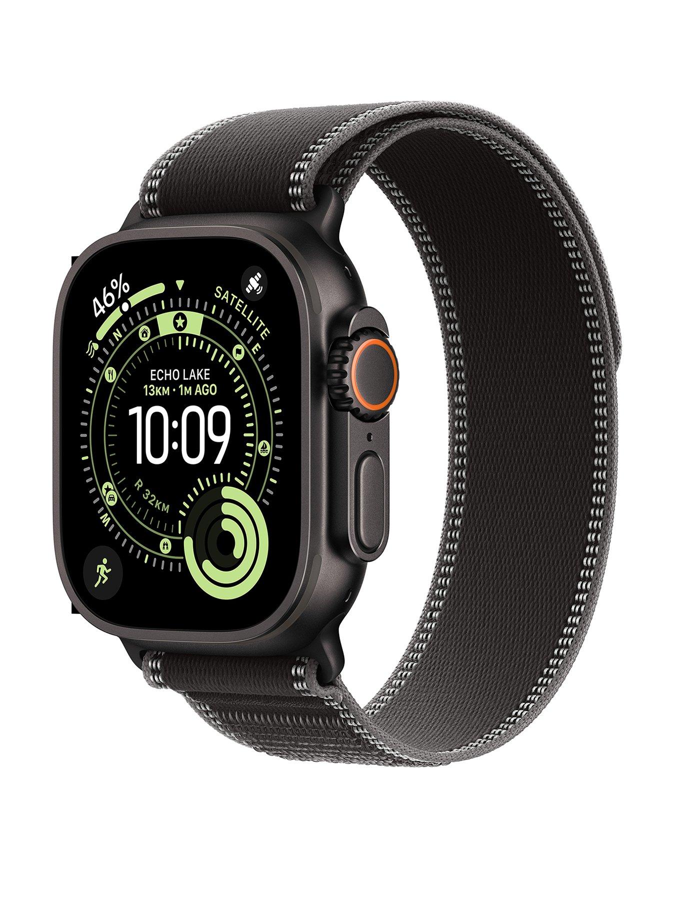 Apple Watch Ultra 3 (Gps + Cellular, 2025) 49Mm Black Titanium Case With Black/Charcoal Trail Loop - M/L