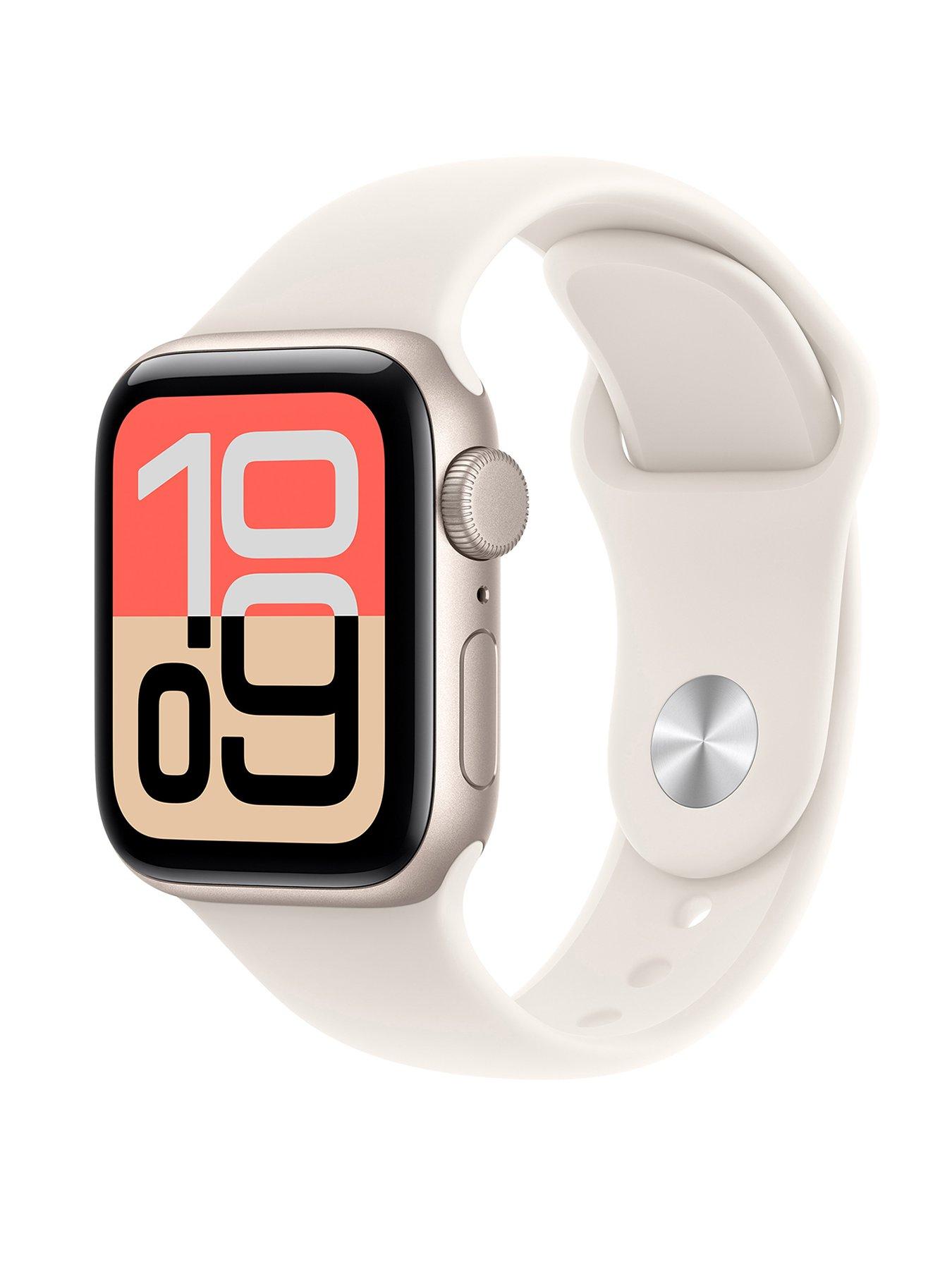 Image 1 of 7 of Apple Watch SE 3 (GPS, 2025) 40mm&nbsp;Starlight Aluminium Case with Starlight Sport Band - M/L
