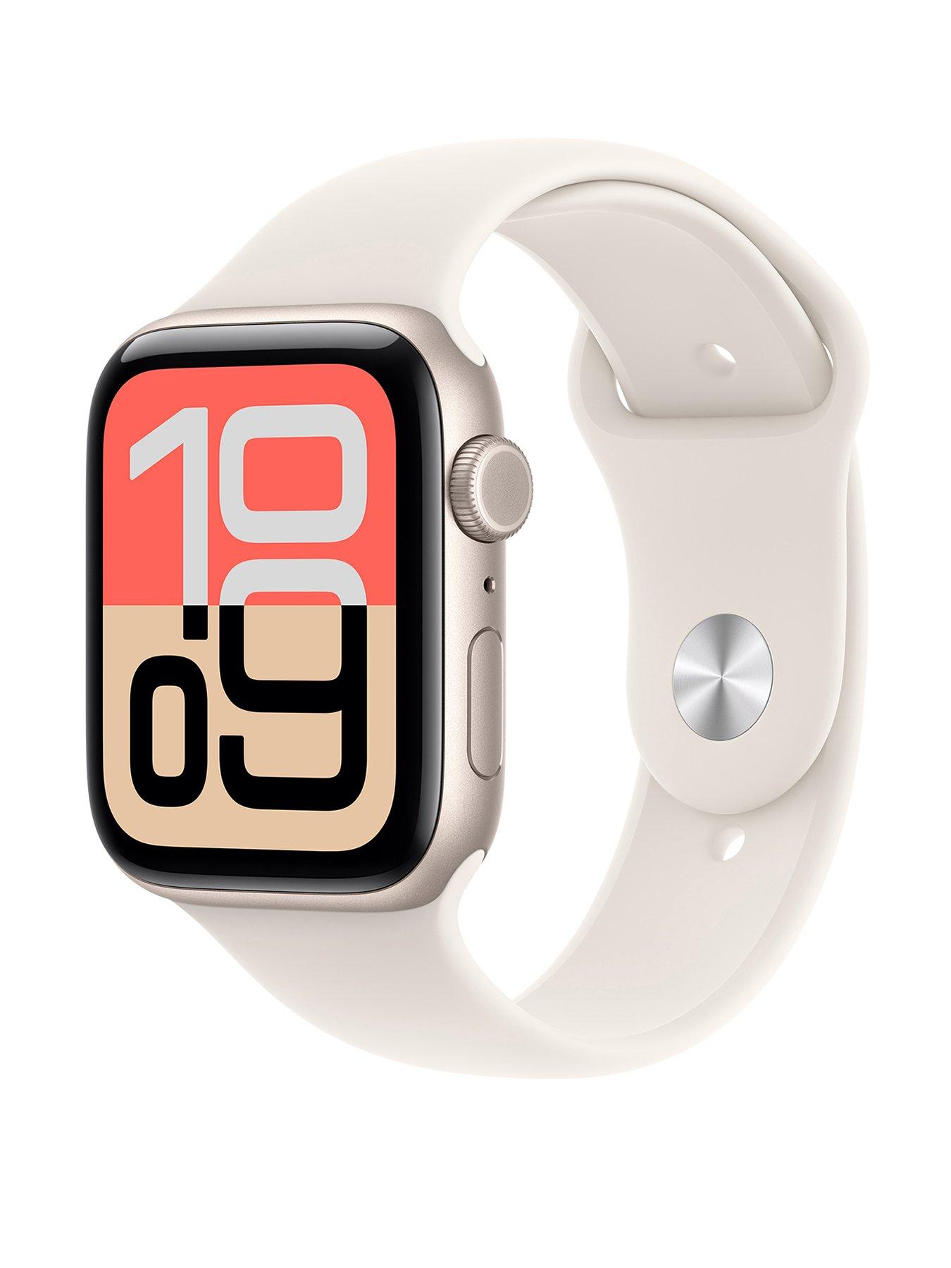 Apple Watch SE 3 (GPS + Cellular, 2025) 44mm Starlight Aluminium Case with Starlight Sport Band - M/L