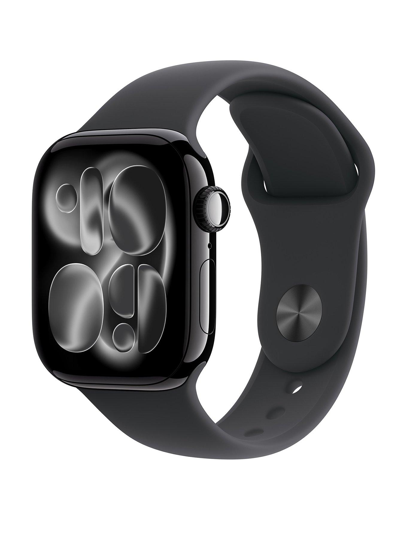 Apple Watch Series 11 (GPS + Cellular, 2025) 42mm Jet Black Aluminium Case with Black Sport Band - S/M