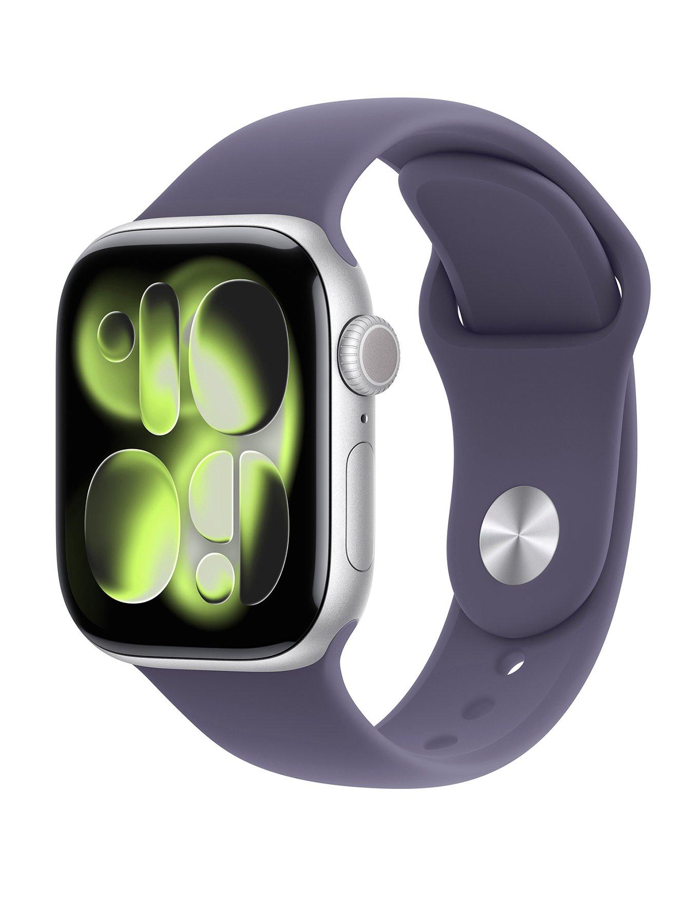 Apple Watch Series 11 (GPS + Cellular, 2025) 42mm Silver Aluminium Case with Purple Fog Sport Band - M/L