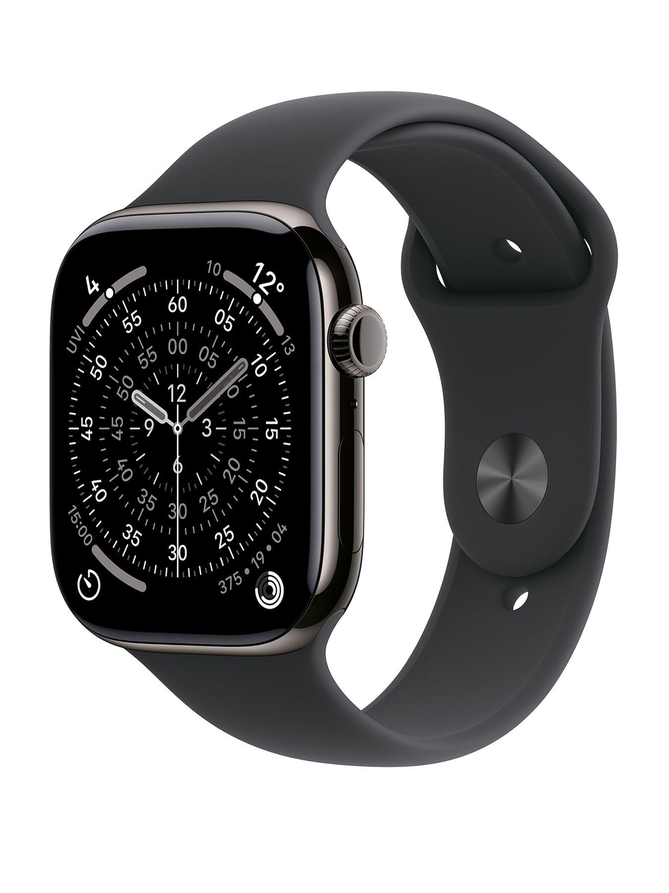 Apple Watch Series 11 (GPS + Cellular, 2025) 42mm Slate Titanium Case with Black Sport Band - S/M