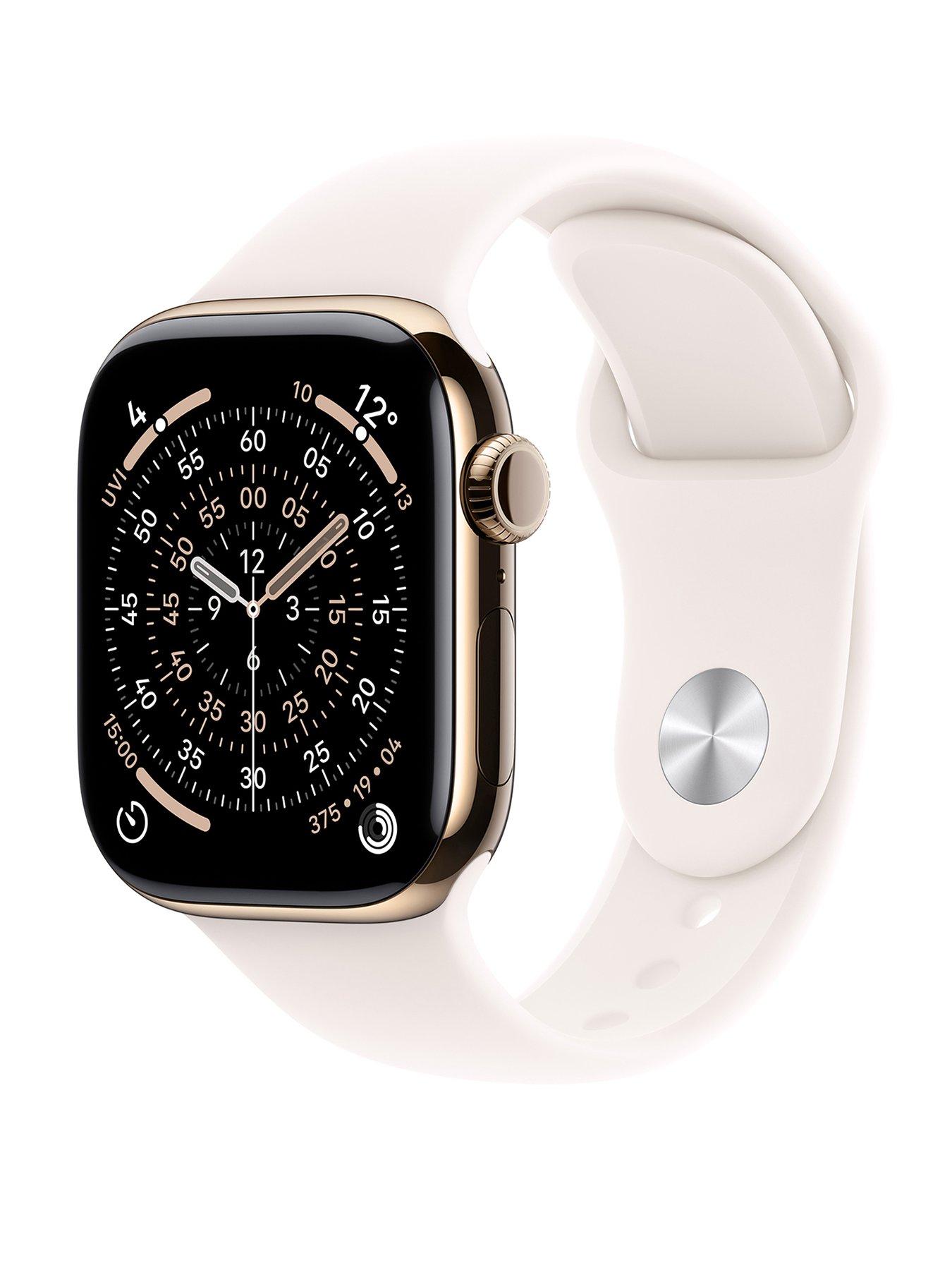 Apple Watch Series 11 (GPS + Cellular, 2025) 42mm Gold Titanium Case with Light Blush Sport Band - M/L