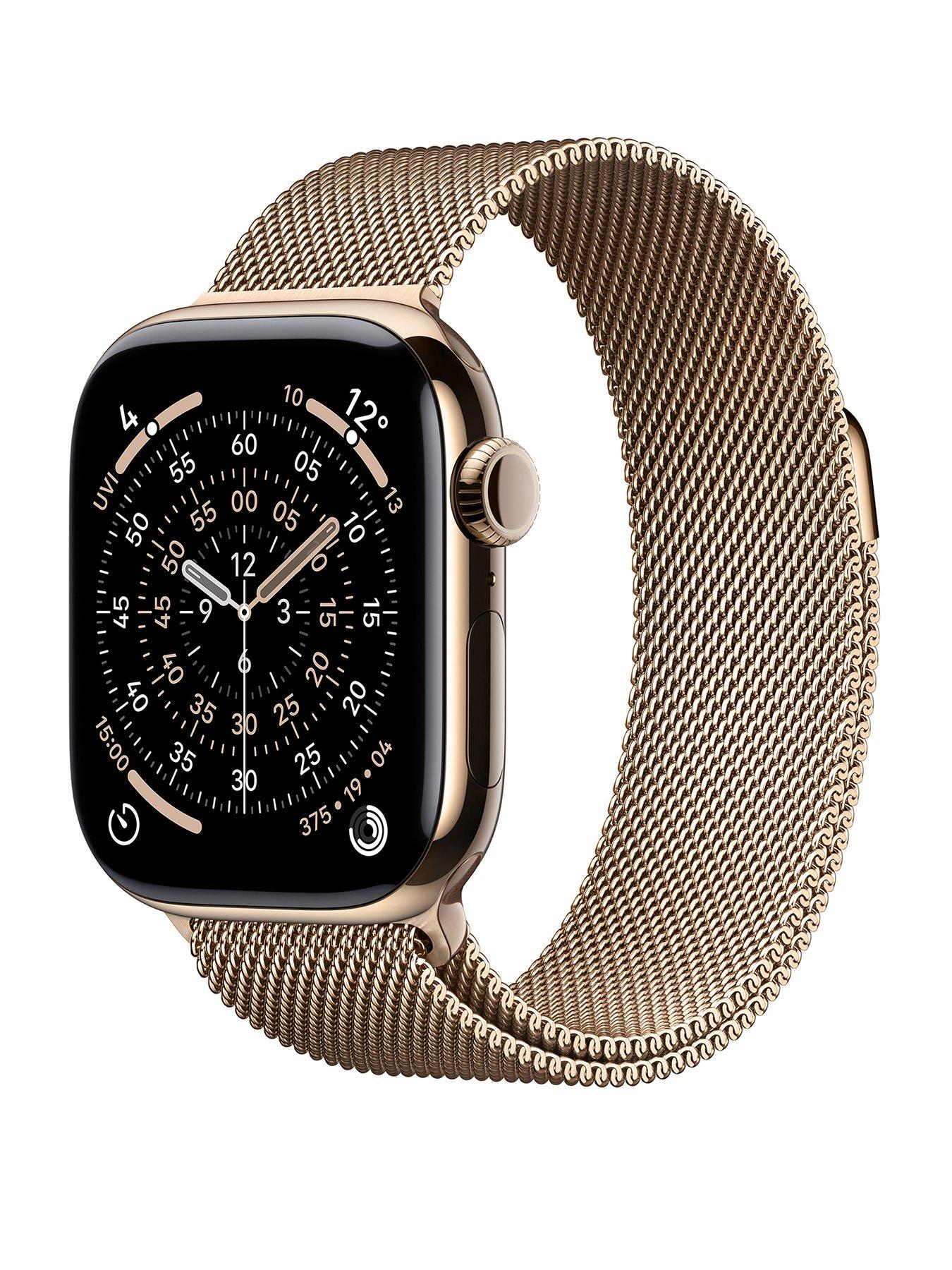 Apple Watch Series 11 (GPS + Cellular, 2025) 42mm Gold Titanium Case with Gold Milanese Loop