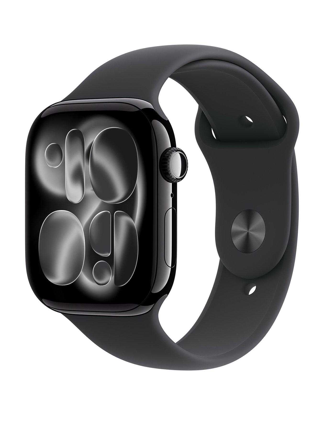 Apple Watch Series 11 (GPS + Cellular, 2025) 46mm Jet Black Aluminium Case with Black Sport Band - S/M