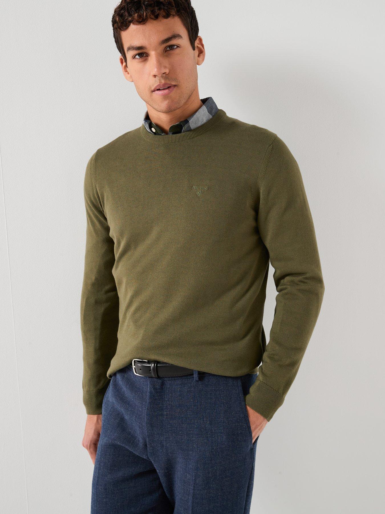 barbour-pima-cotton-crew-jumper-green