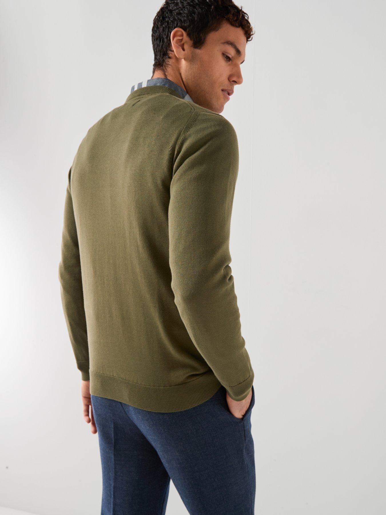 barbour-pima-cotton-crew-jumper-greenstillFront