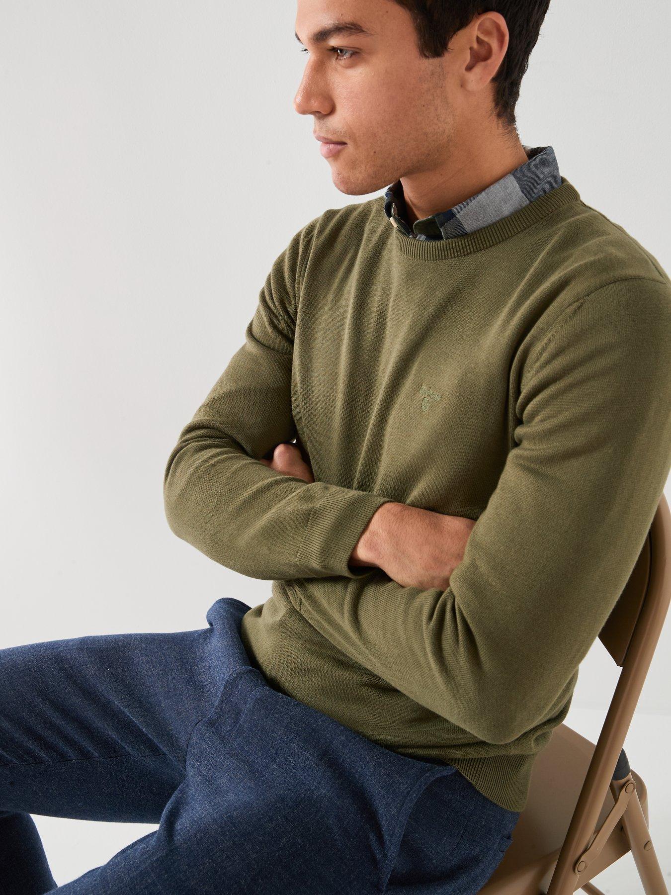 barbour-pima-cotton-crew-jumper-greendetail