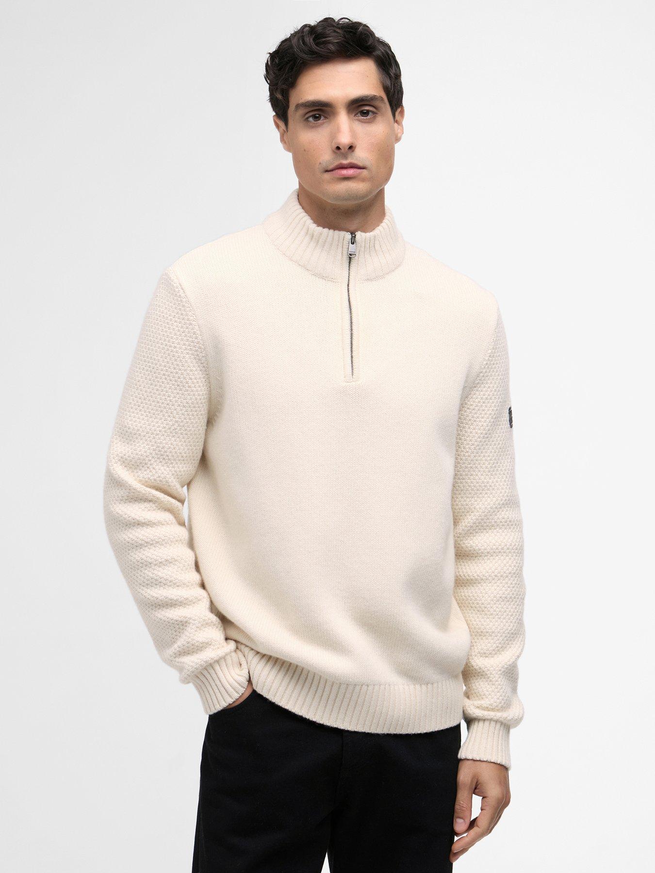 Image 1 of 5 of Barbour International Enfield Funnel Neck Knitted Jumper - White