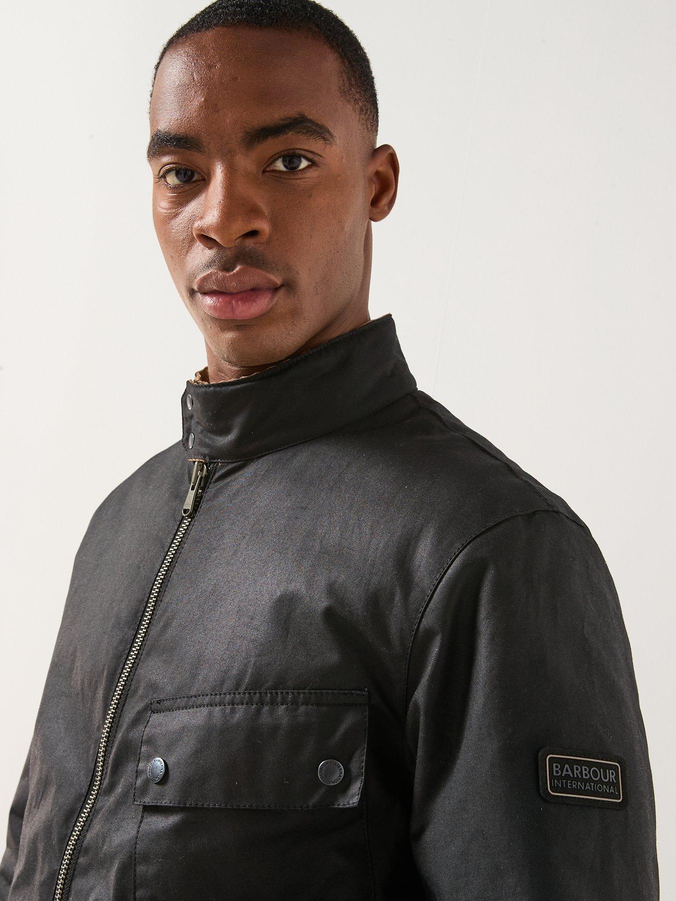 Image 5 of 6 of Barbour International Chard Angled Pocket Wax Jacket - Black