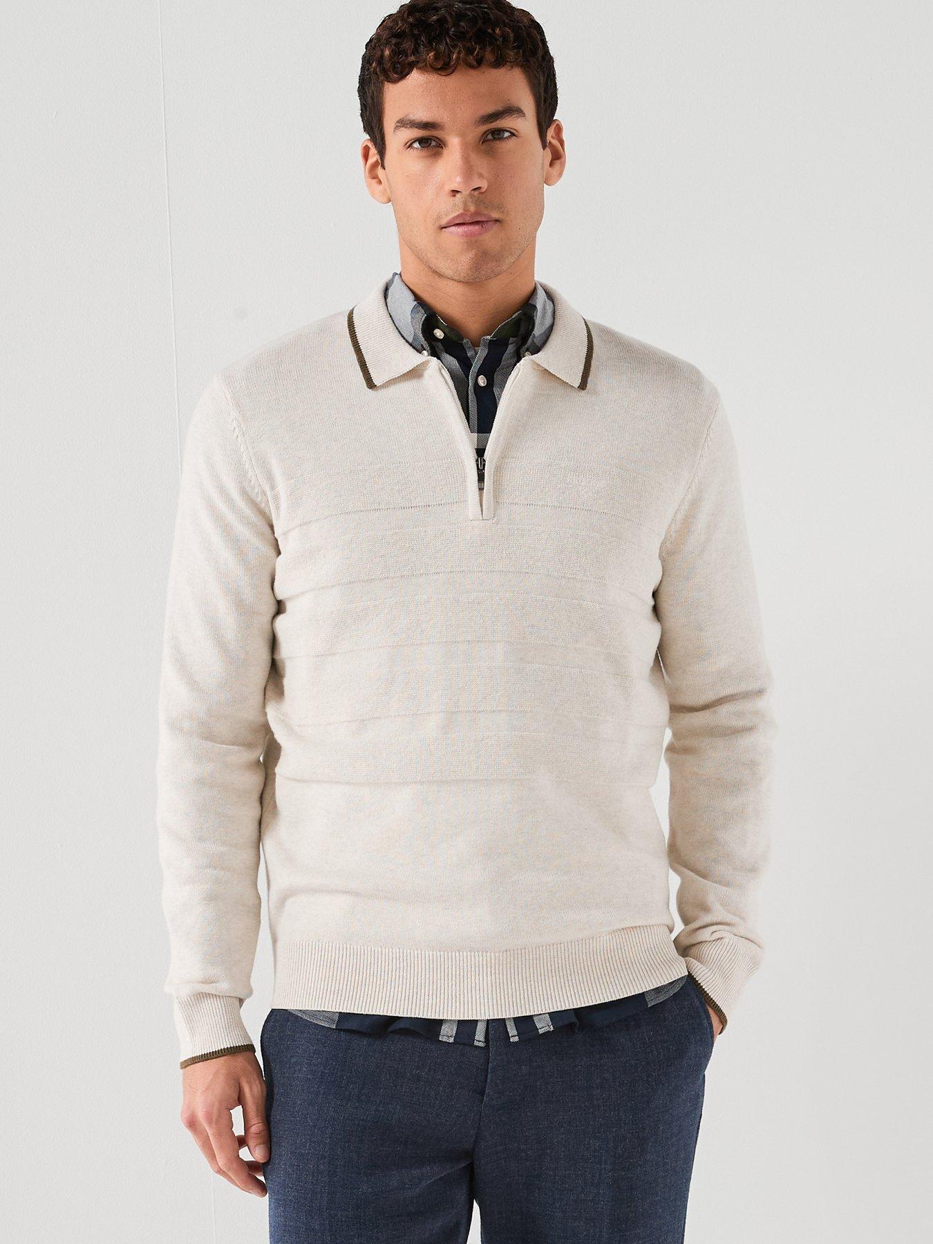 Barbour Fenhill Long Sleeve Knitted Polo Top - Cream