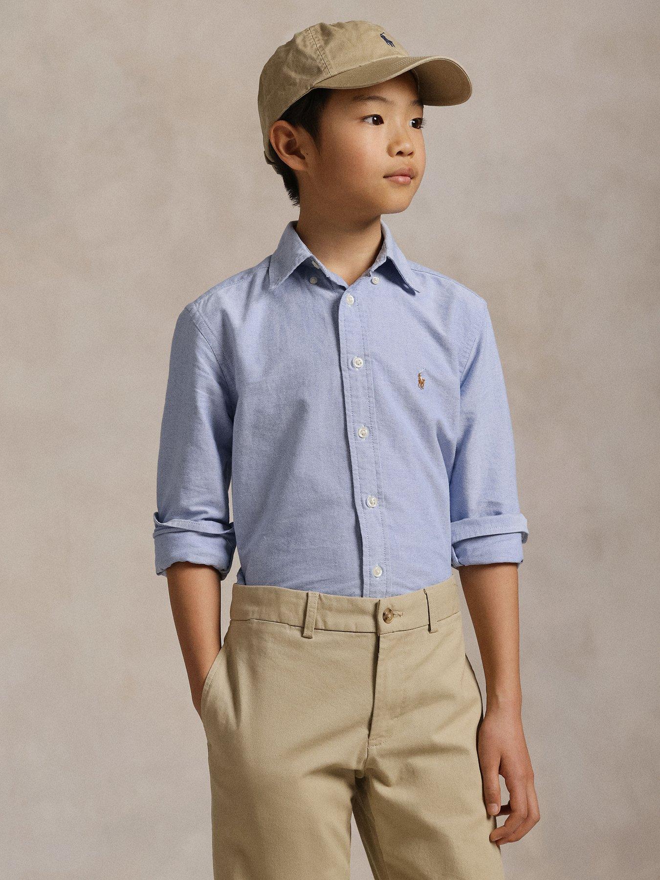 Image 1 of 5 of Polo Ralph Lauren Boys Long Sleeve Oxford Shirt - Blue