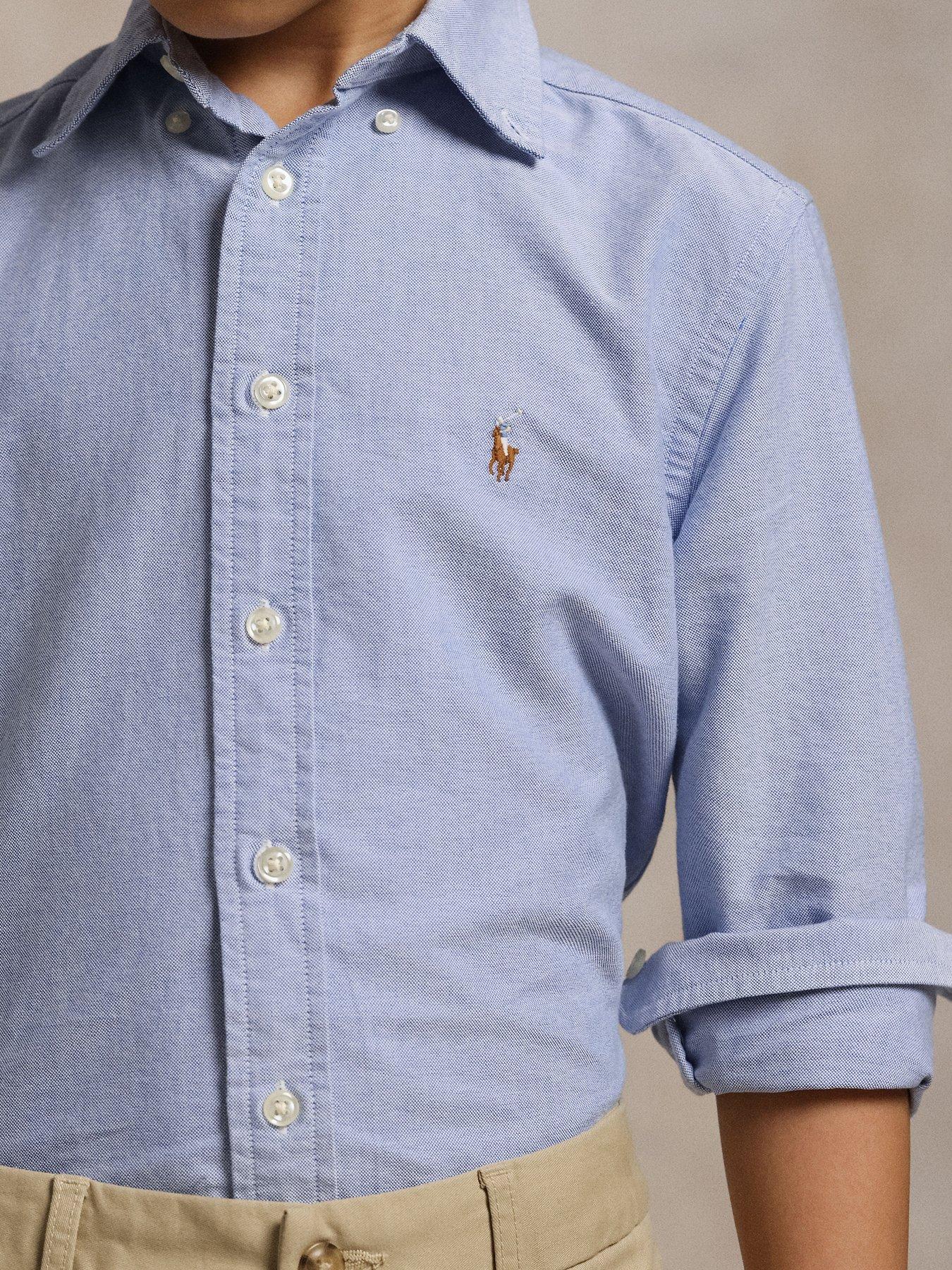 Image 3 of 5 of Polo Ralph Lauren Boys Long Sleeve Oxford Shirt - Blue