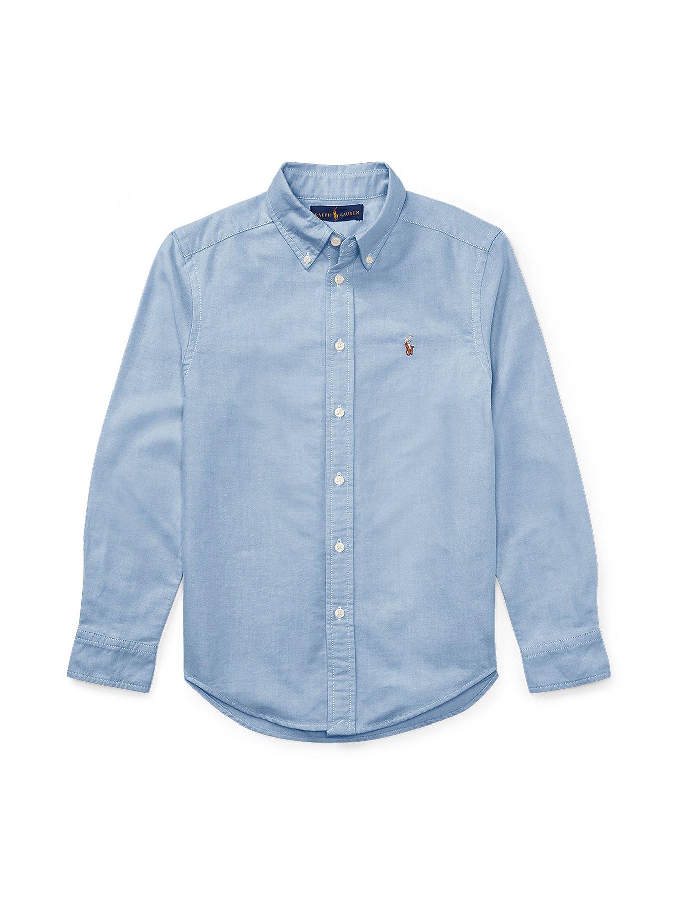 Image 4 of 5 of Polo Ralph Lauren Boys Long Sleeve Oxford Shirt - Blue