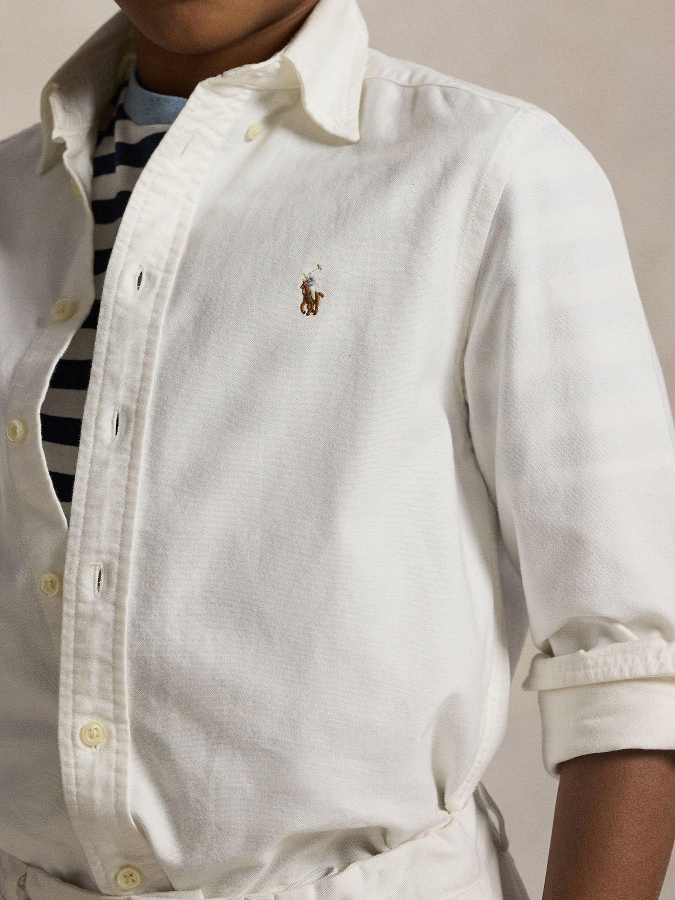 Image 3 of 5 of Polo Ralph Lauren Boys Long Sleeve Oxford Shirt - White