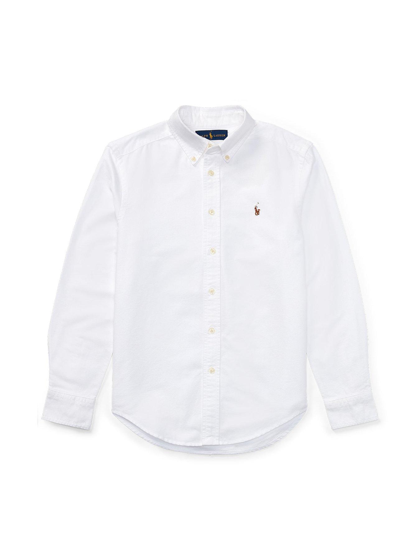 Image 4 of 5 of Polo Ralph Lauren Boys Long Sleeve Oxford Shirt - White