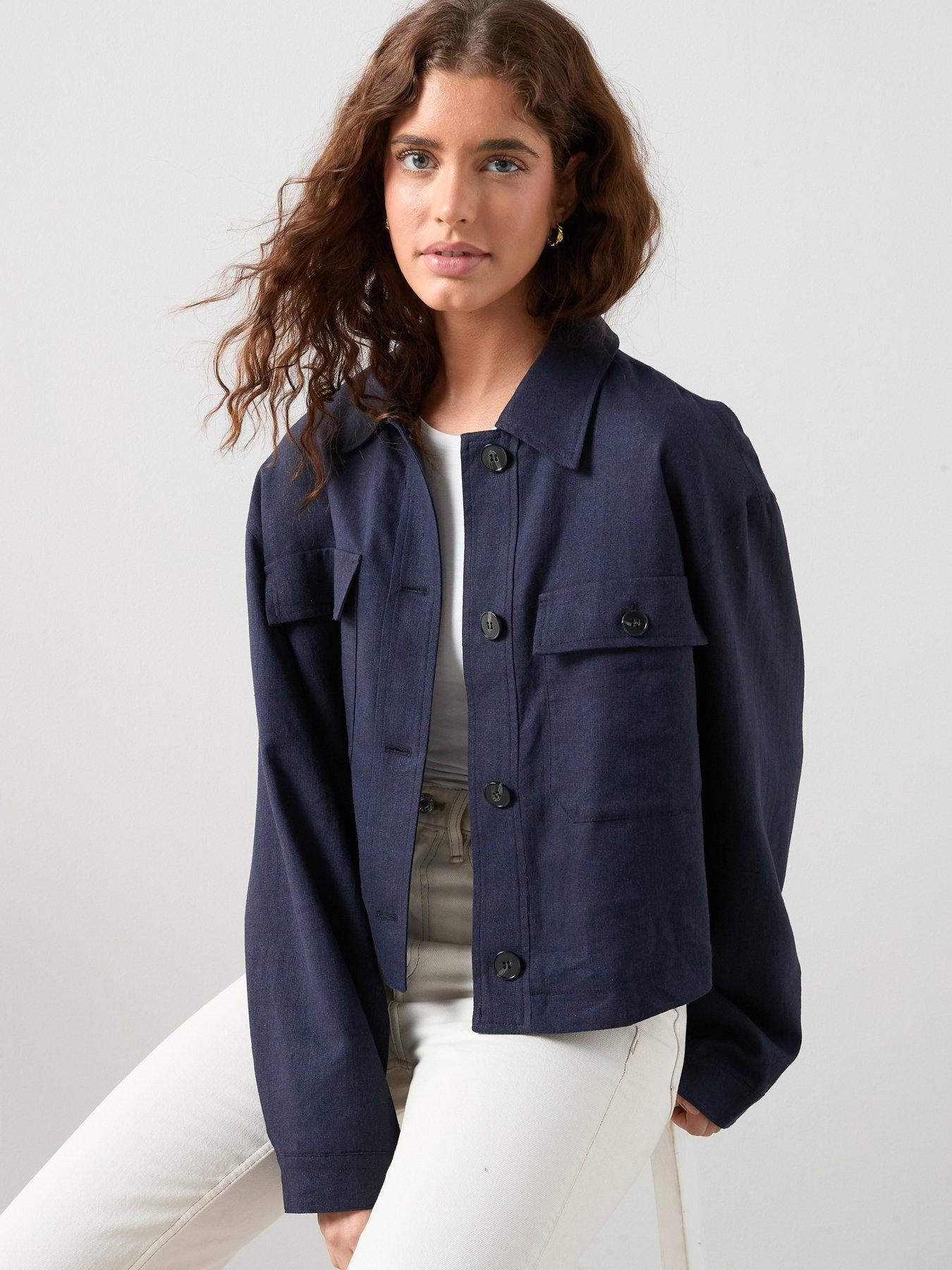 The Very Collection Linen Blend Utility Jacket With Contrast Lining