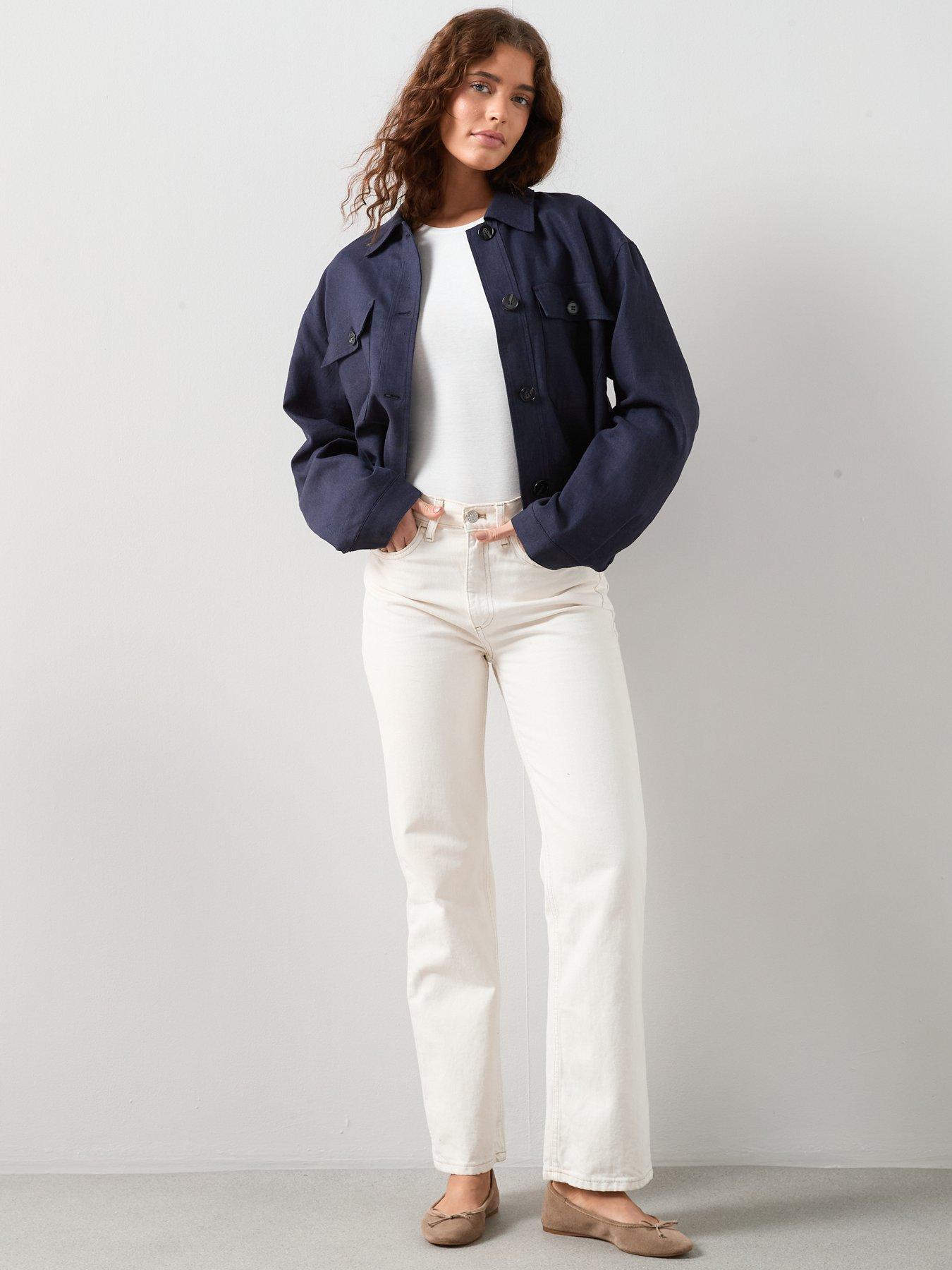 Image 3 of 7 of The Very Collection Linen Blend Utility Jacket With Contrast Lining
