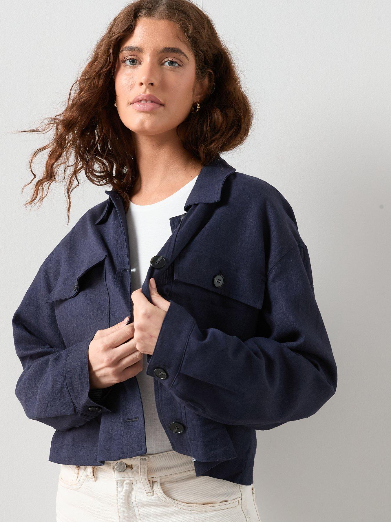 Image 5 of 7 of The Very Collection Linen Blend Utility Jacket With Contrast Lining