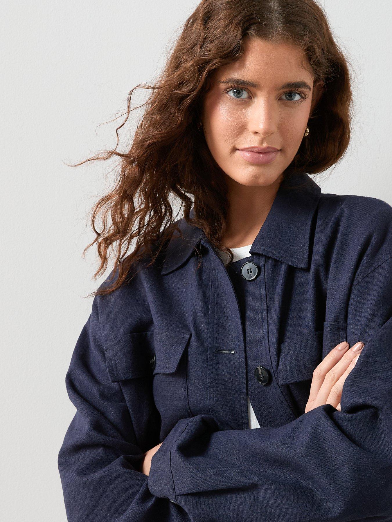 Image 6 of 7 of The Very Collection Linen Blend Utility Jacket With Contrast Lining