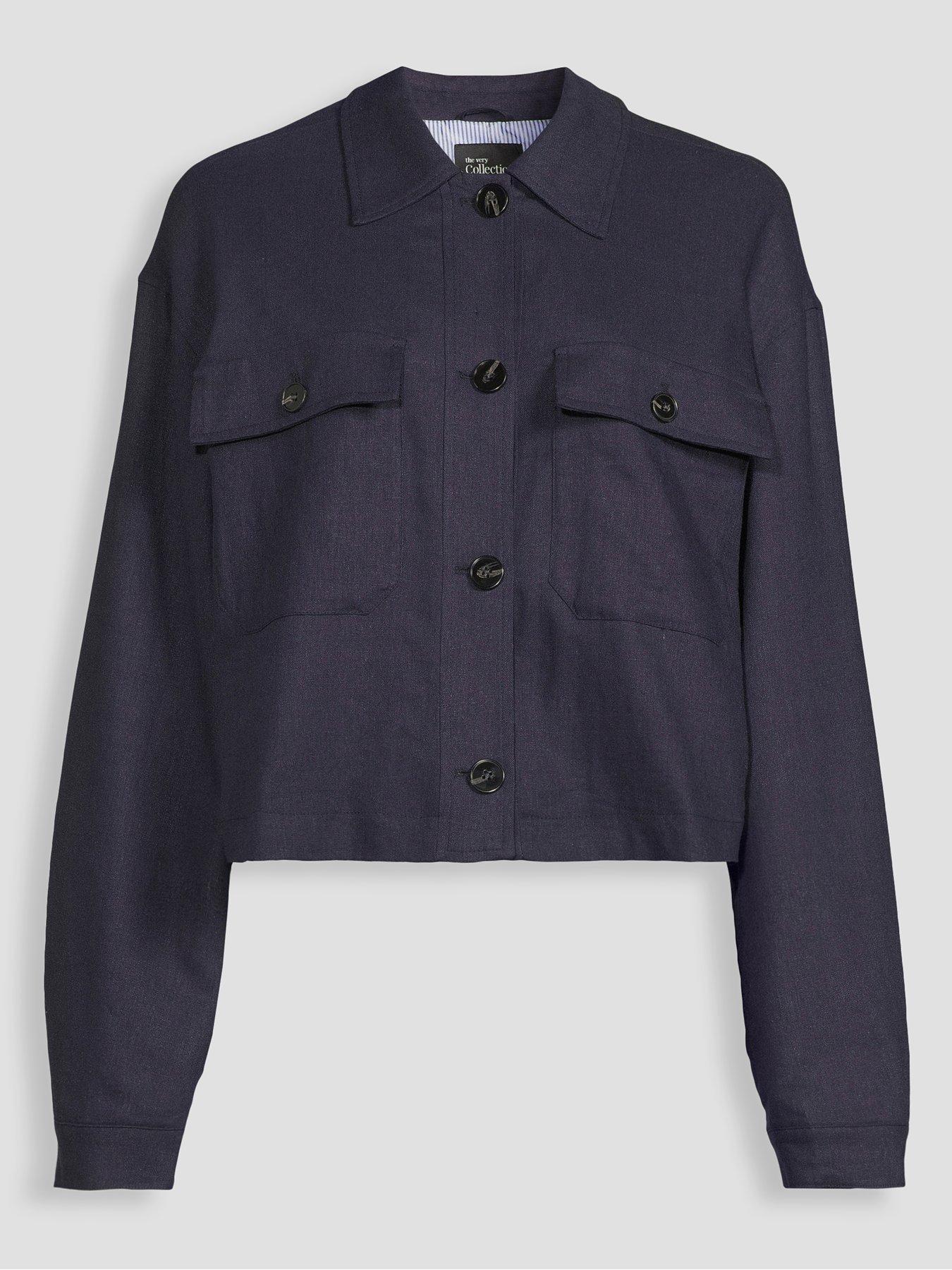 Image 7 of 7 of The Very Collection Linen Blend Utility Jacket With Contrast Lining