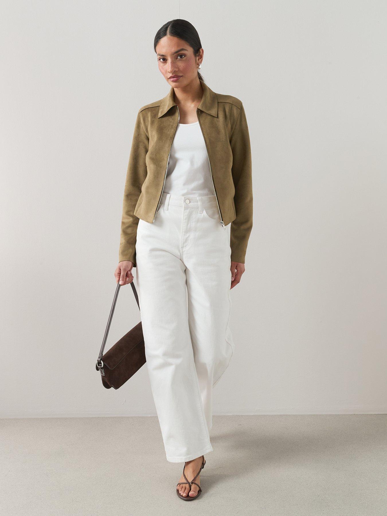 Image 3 of 6 of The Very Collection Faux Suede Jacket - Khaki