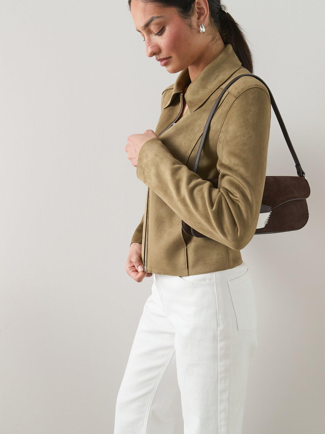 Image 5 of 6 of The Very Collection Faux Suede Jacket - Khaki